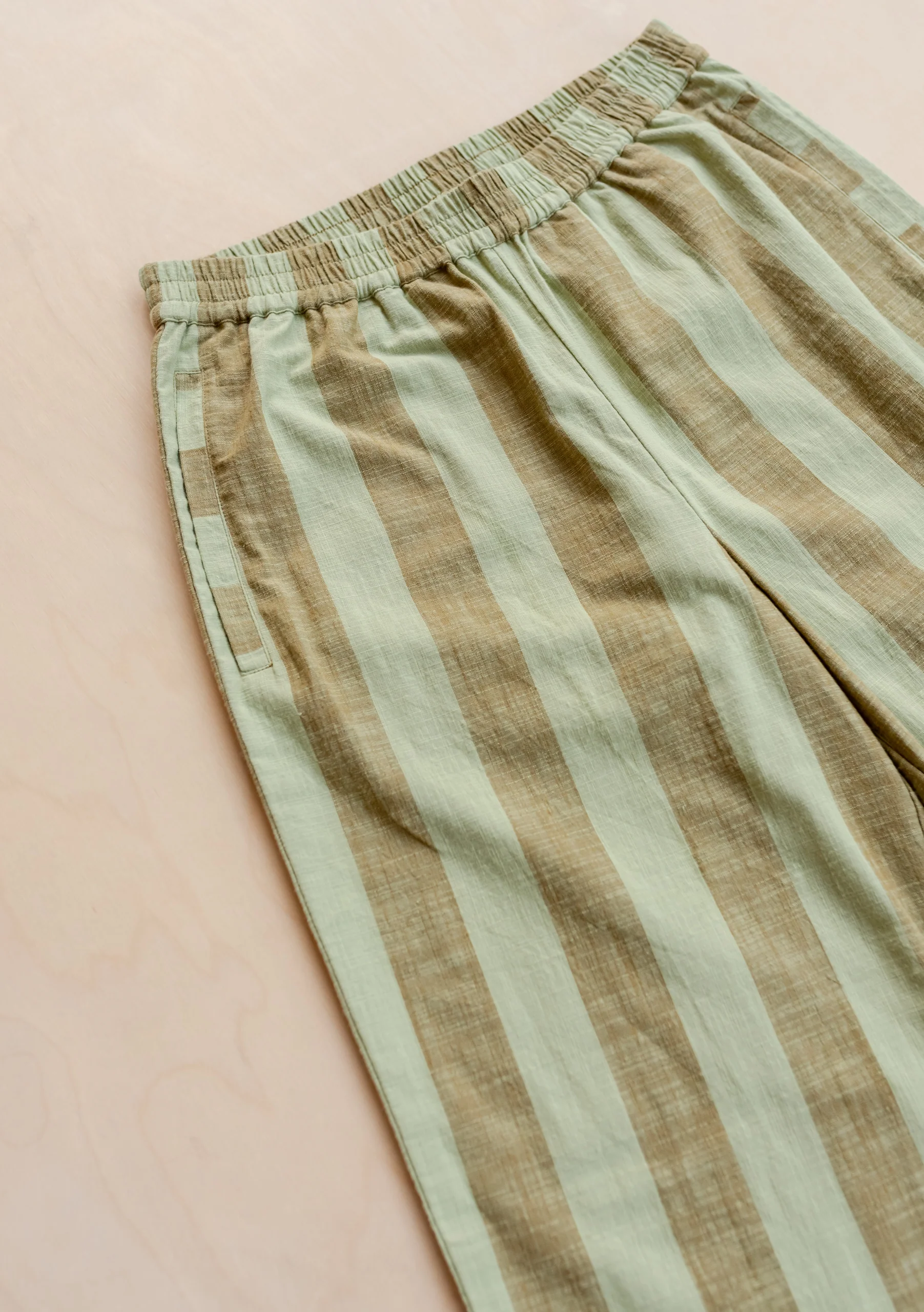 Cotton Trousers in Green Stripe - Image 3