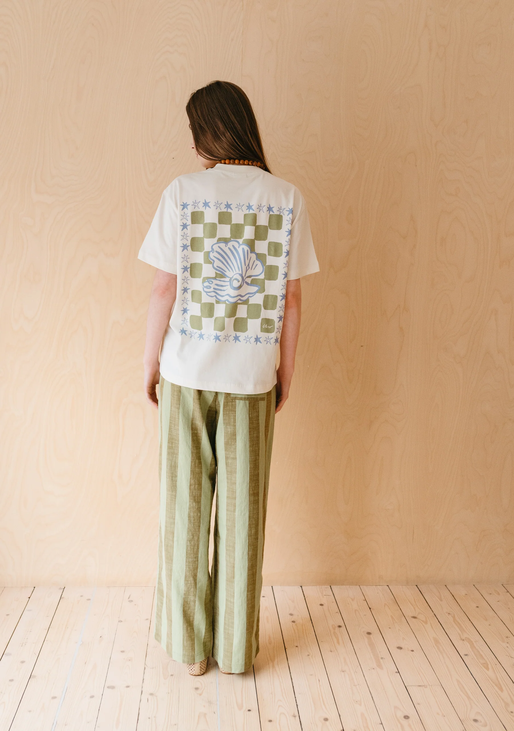 Cotton Trousers in Green Stripe - Image 4