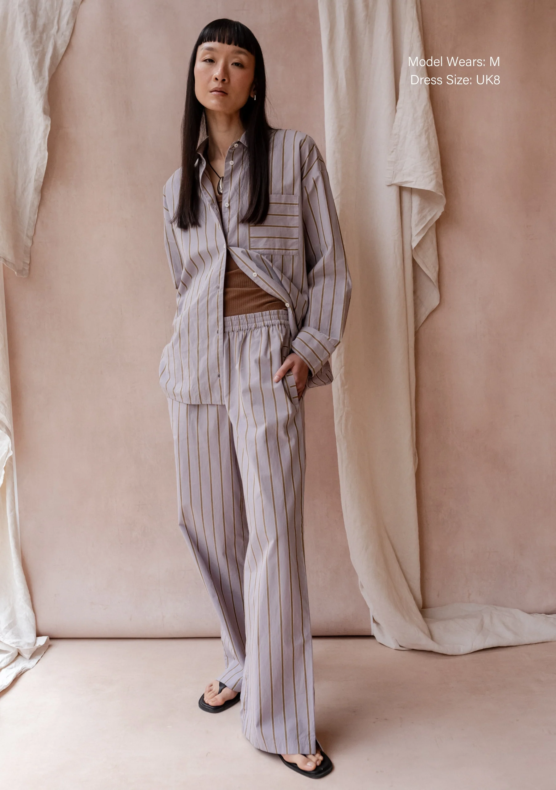 Cotton Trousers in Lilac Stripe - Image 3