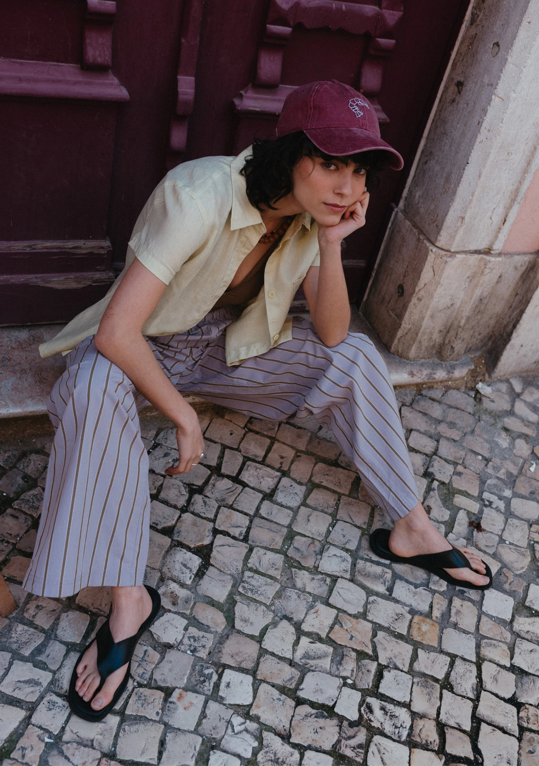 Cotton Trousers in Lilac Stripe - Image 4
