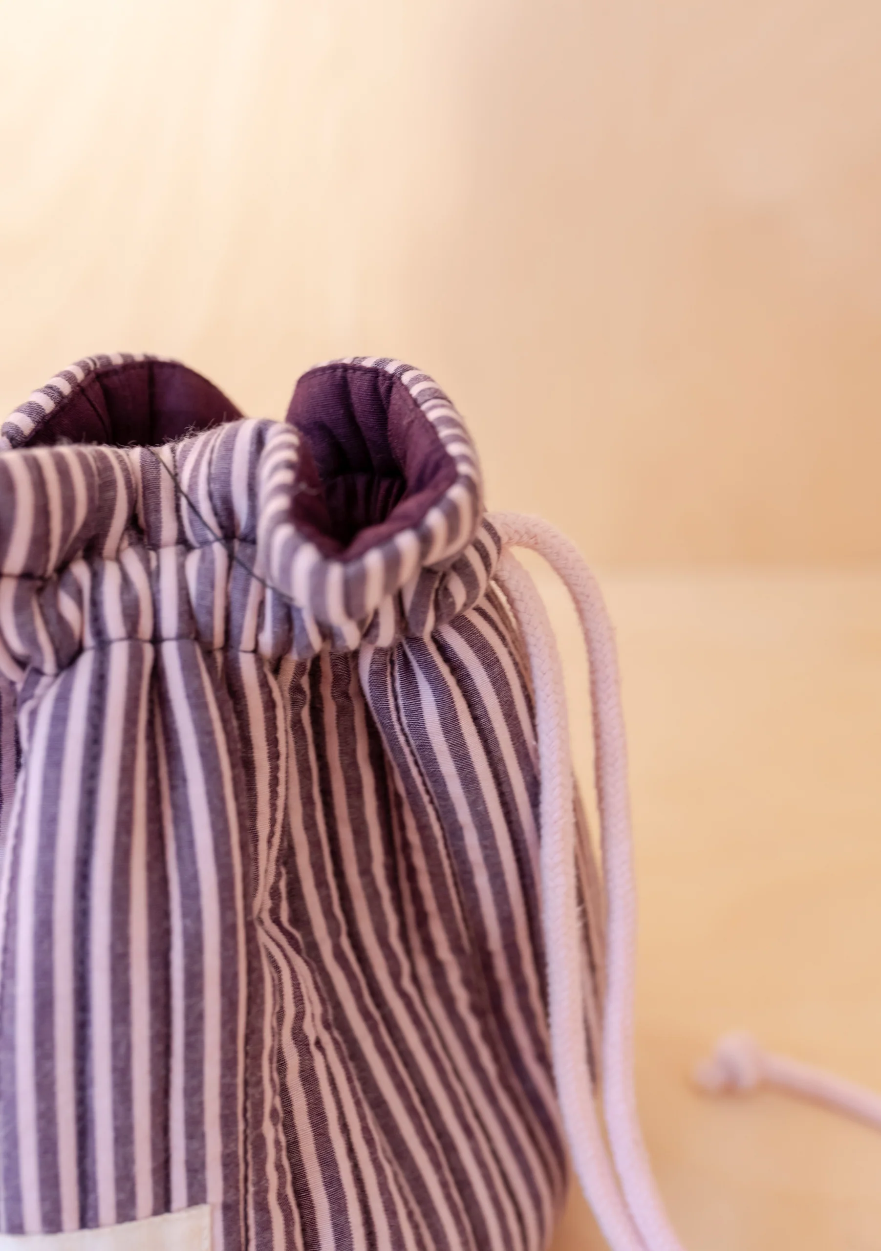 Cotton Wash Bag in Burgundy Stripe - Image 2