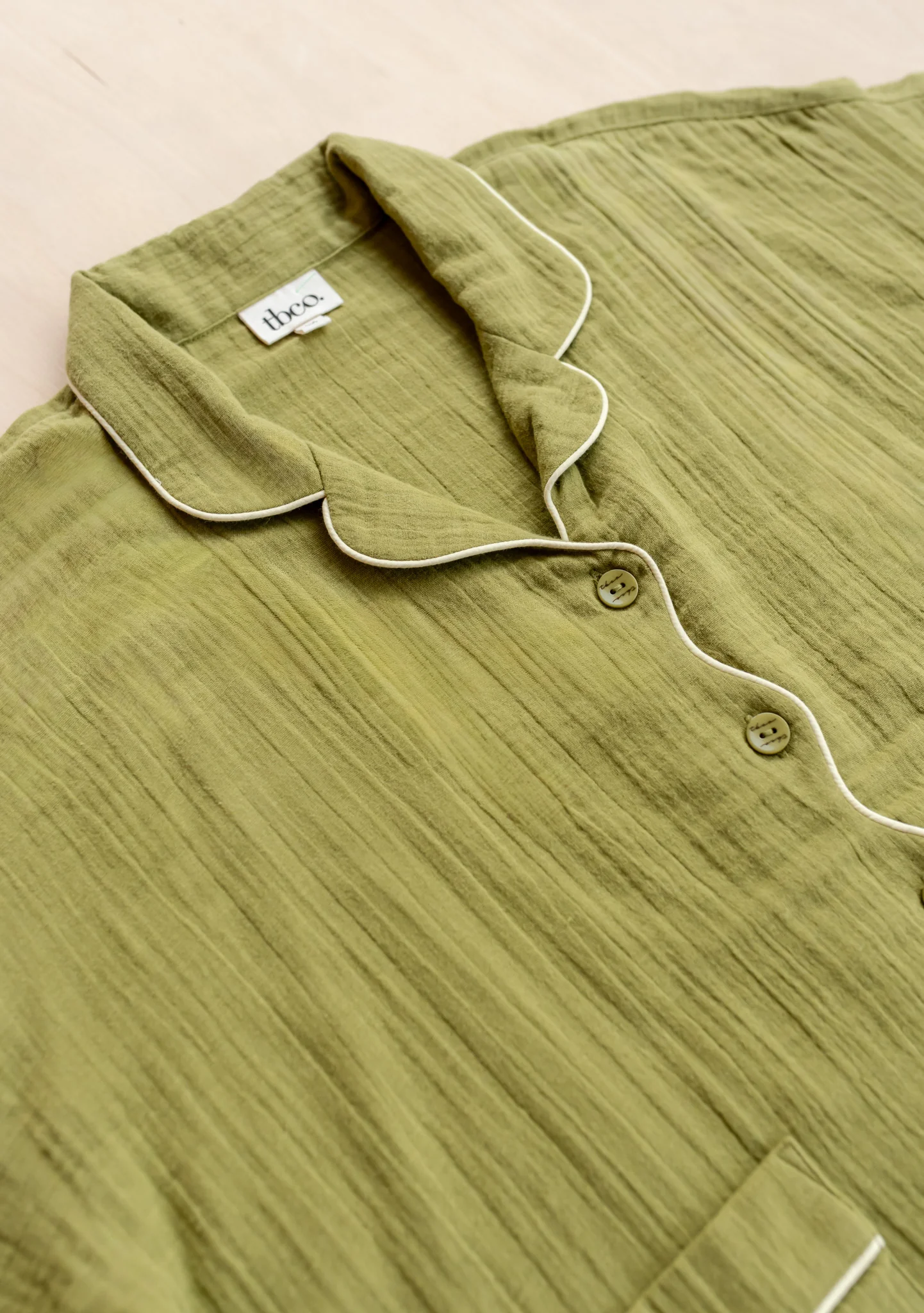 Cropped Cotton Pyjamas in Green - Image 7