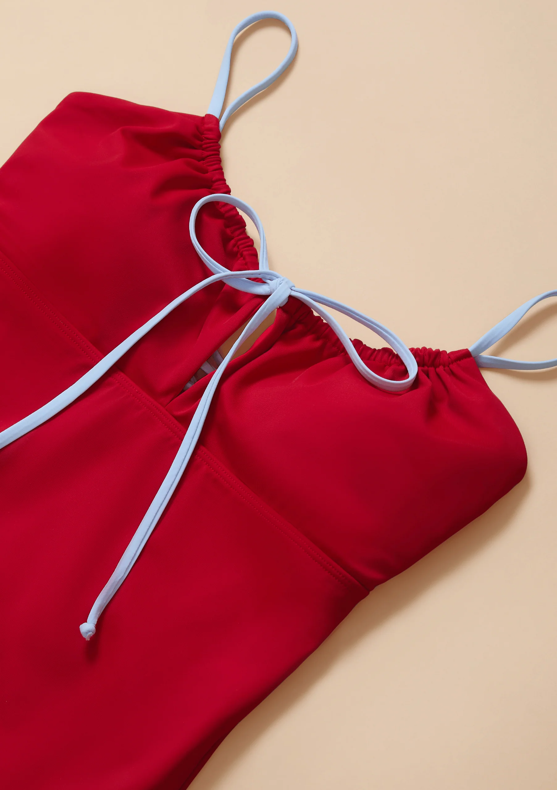Gathered Swimsuit in Red & Blue - Image 4