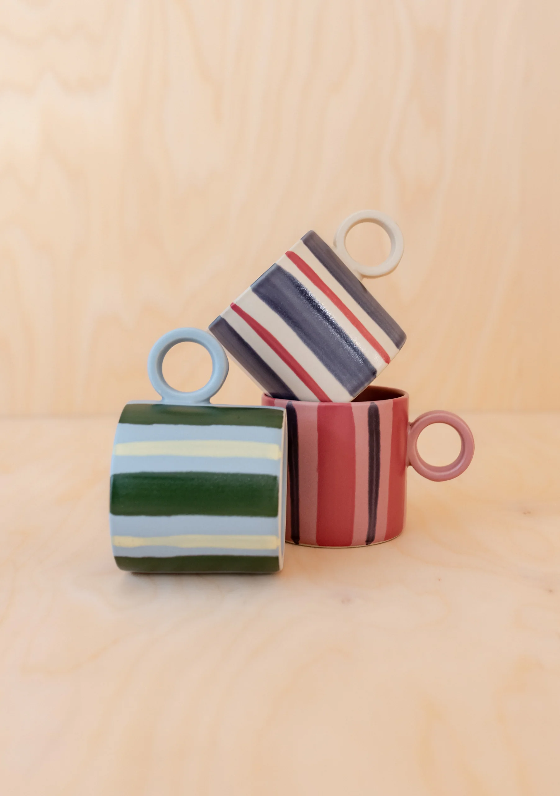 Green Stripe Hand-Painted Mug - Image 2