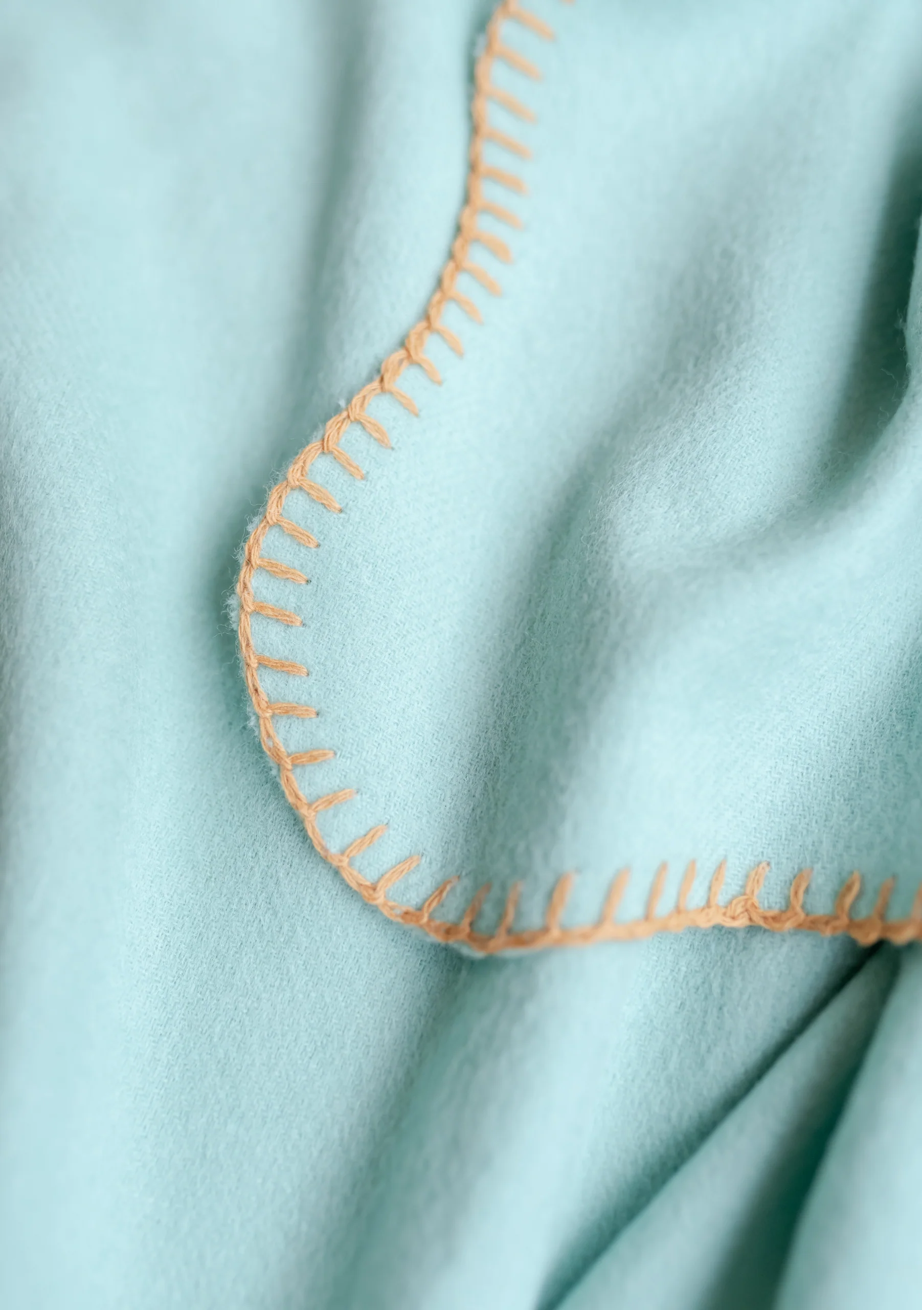 Lambswool Baby Blanket in Green Scalloped Edge - Image 3
