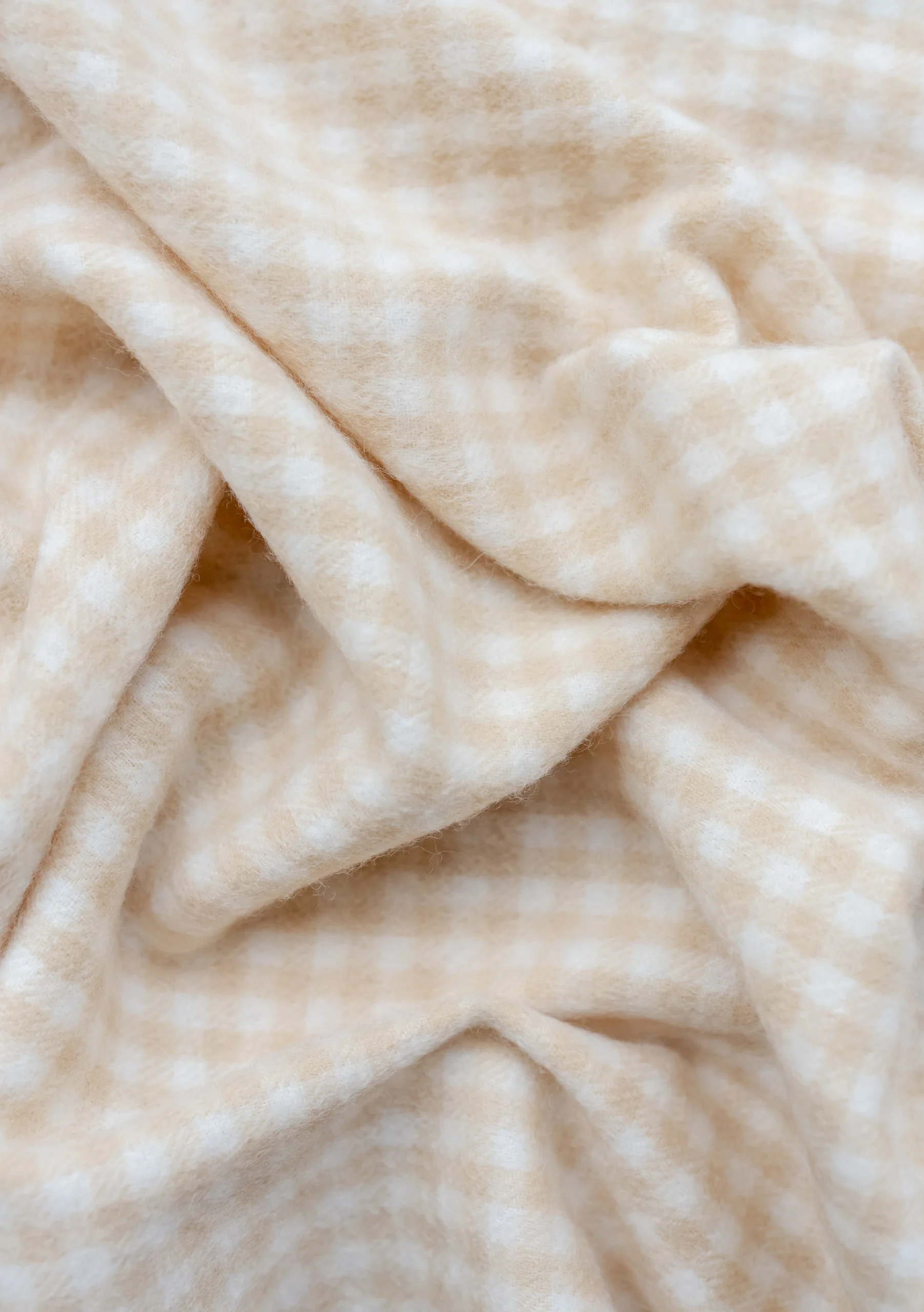 Lambswool Baby Blanket in Oatmeal Gingham - Image 3