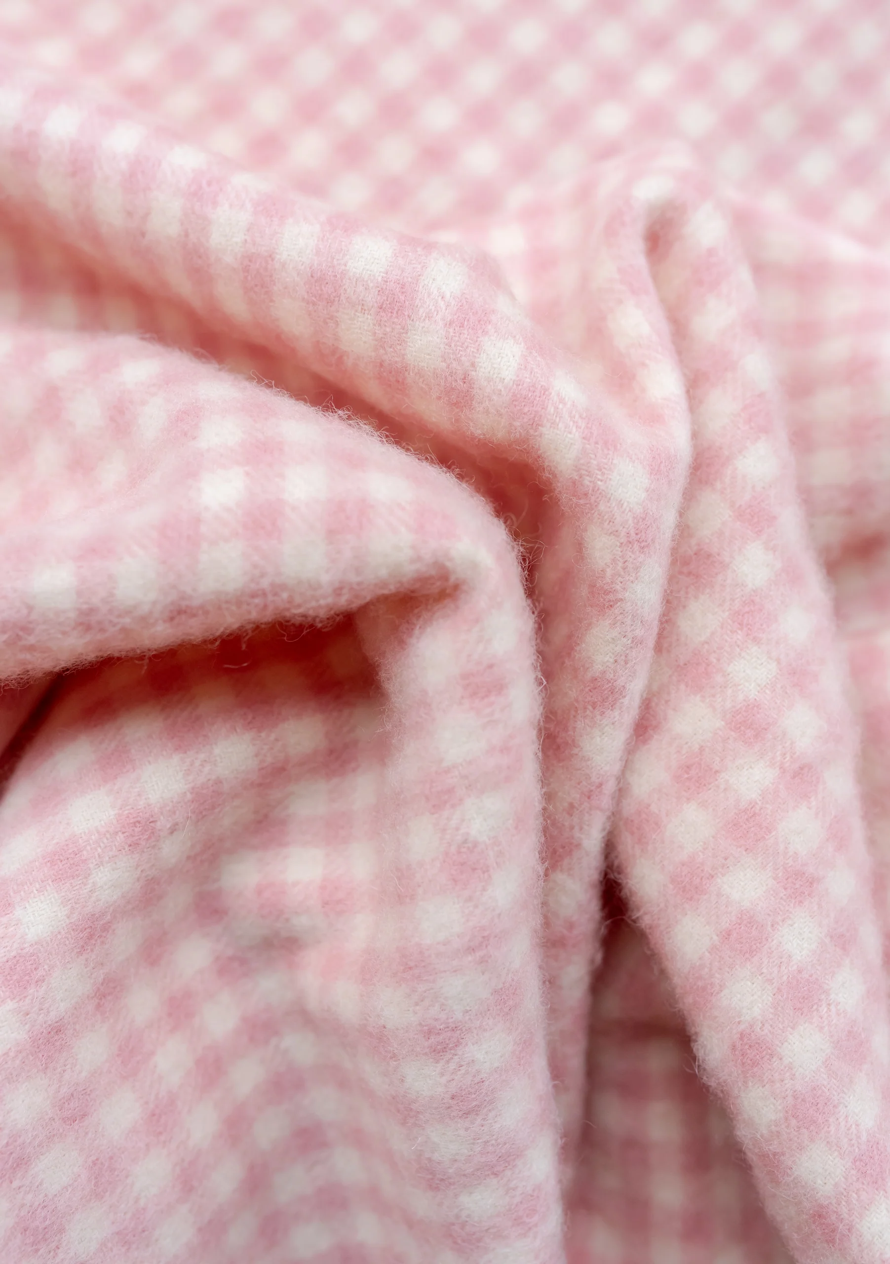 Lambswool Baby Blanket in Pink Gingham - Image 3