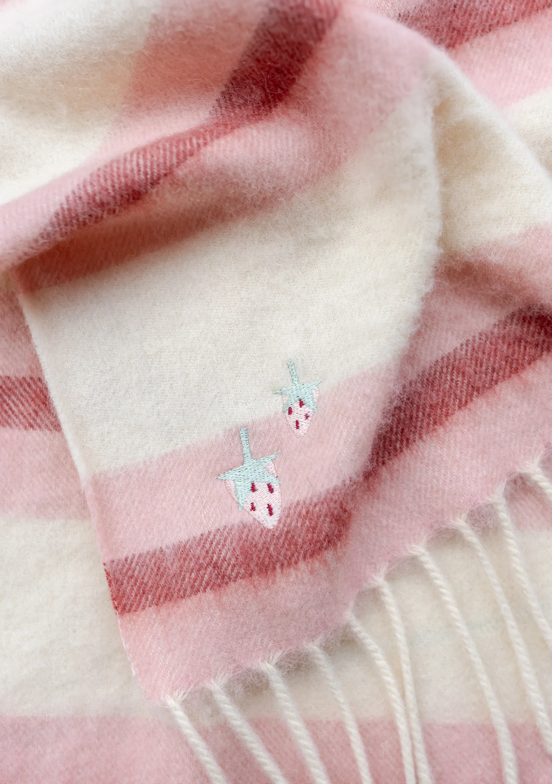 Lambswool Baby Blanket in Pink Stripe - Image 3