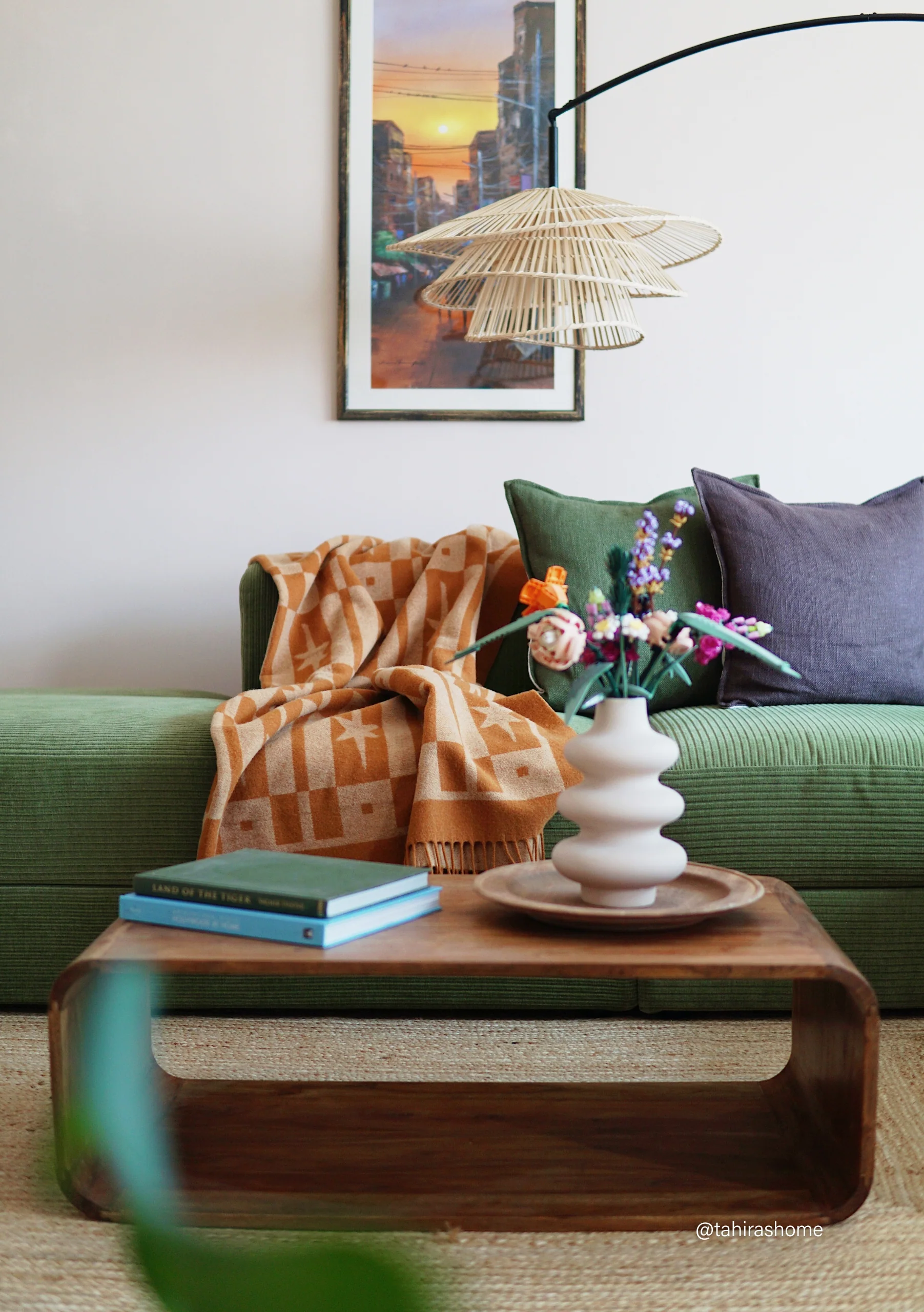 Lambswool Blanket in Almond Celestial Tile Jacquard - Image 2