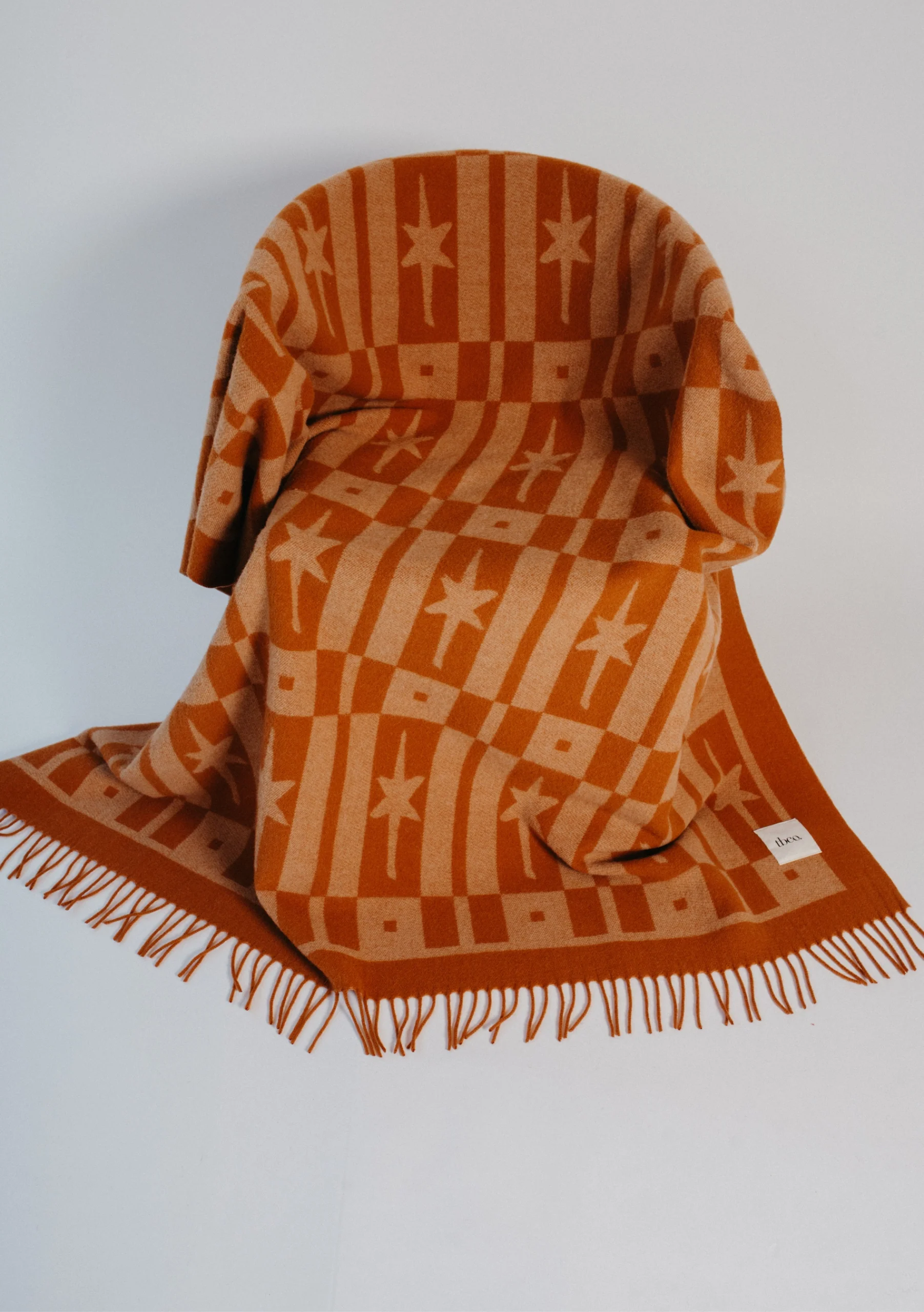 Lambswool Blanket in Almond Celestial Tile Jacquard - Image 4