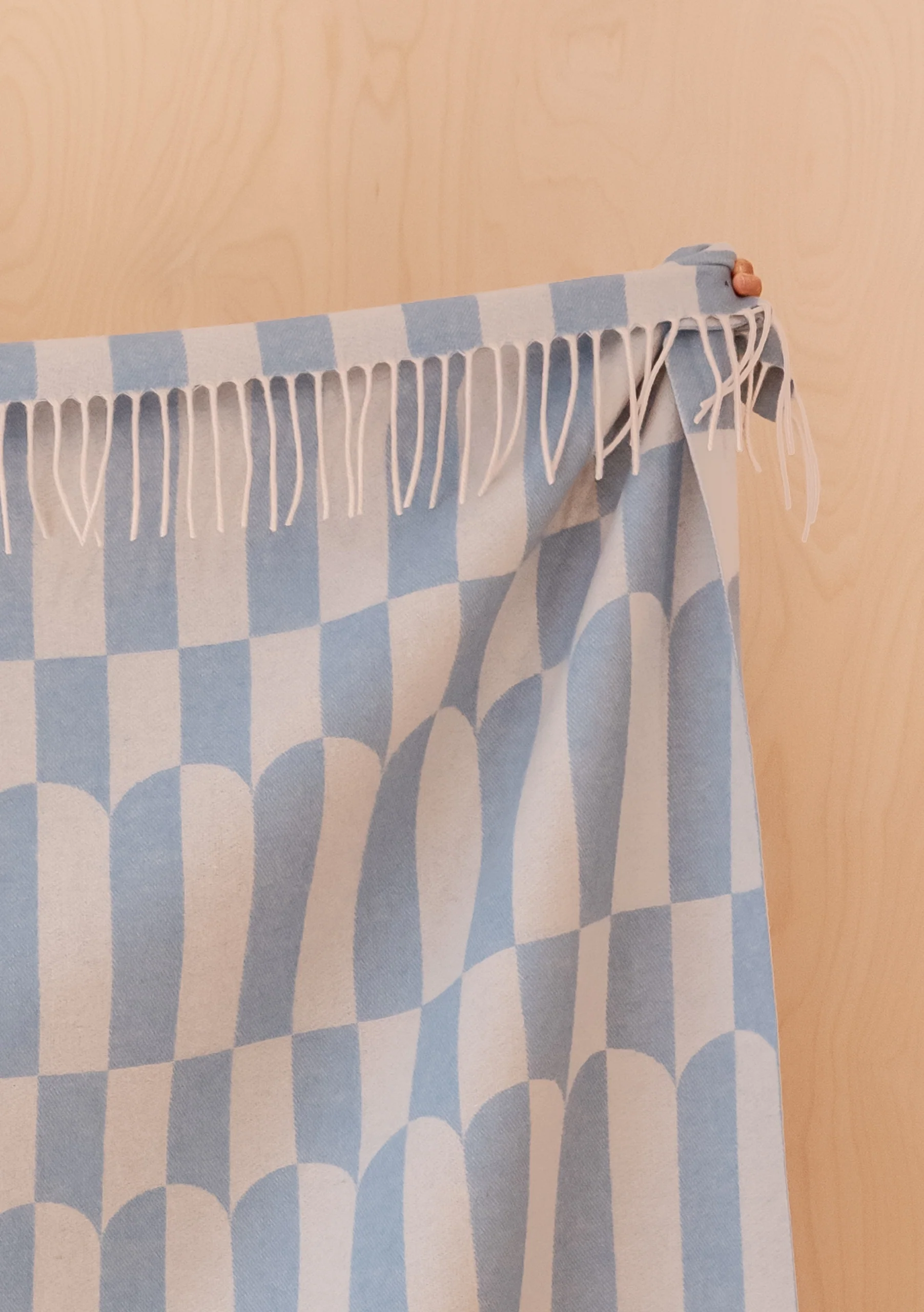Lambswool Blanket in Blue Geo - Image 3