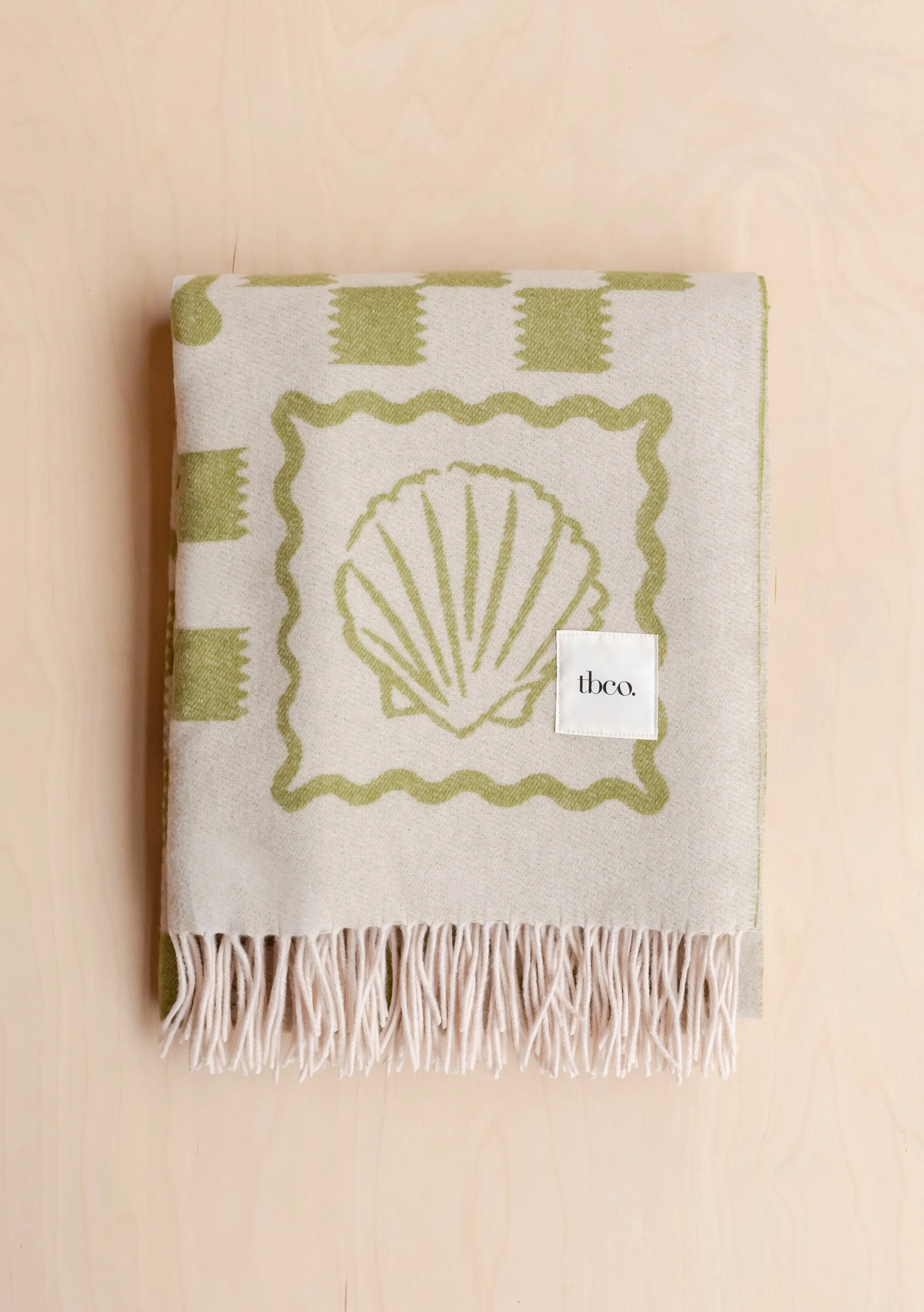 Lambswool Blanket in Green Motif - Image 4