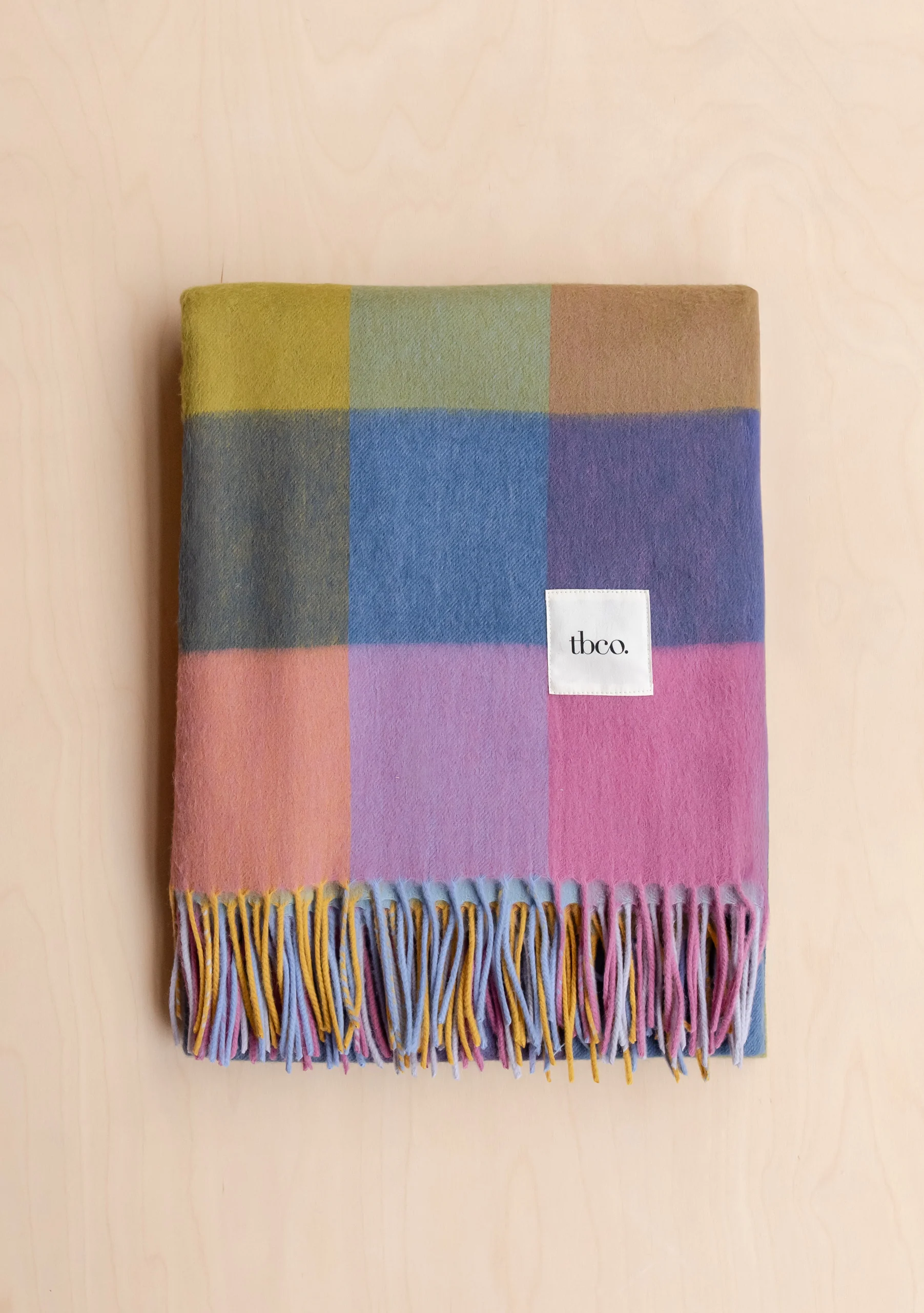 Lambswool Blanket in Pink Block Check - Image 3