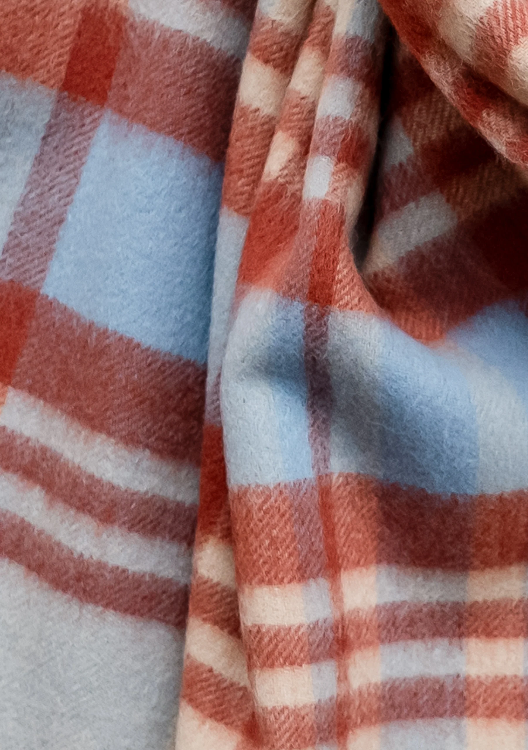 Lambswool Blanket Scarf in Blue Tartan Check - Image 3