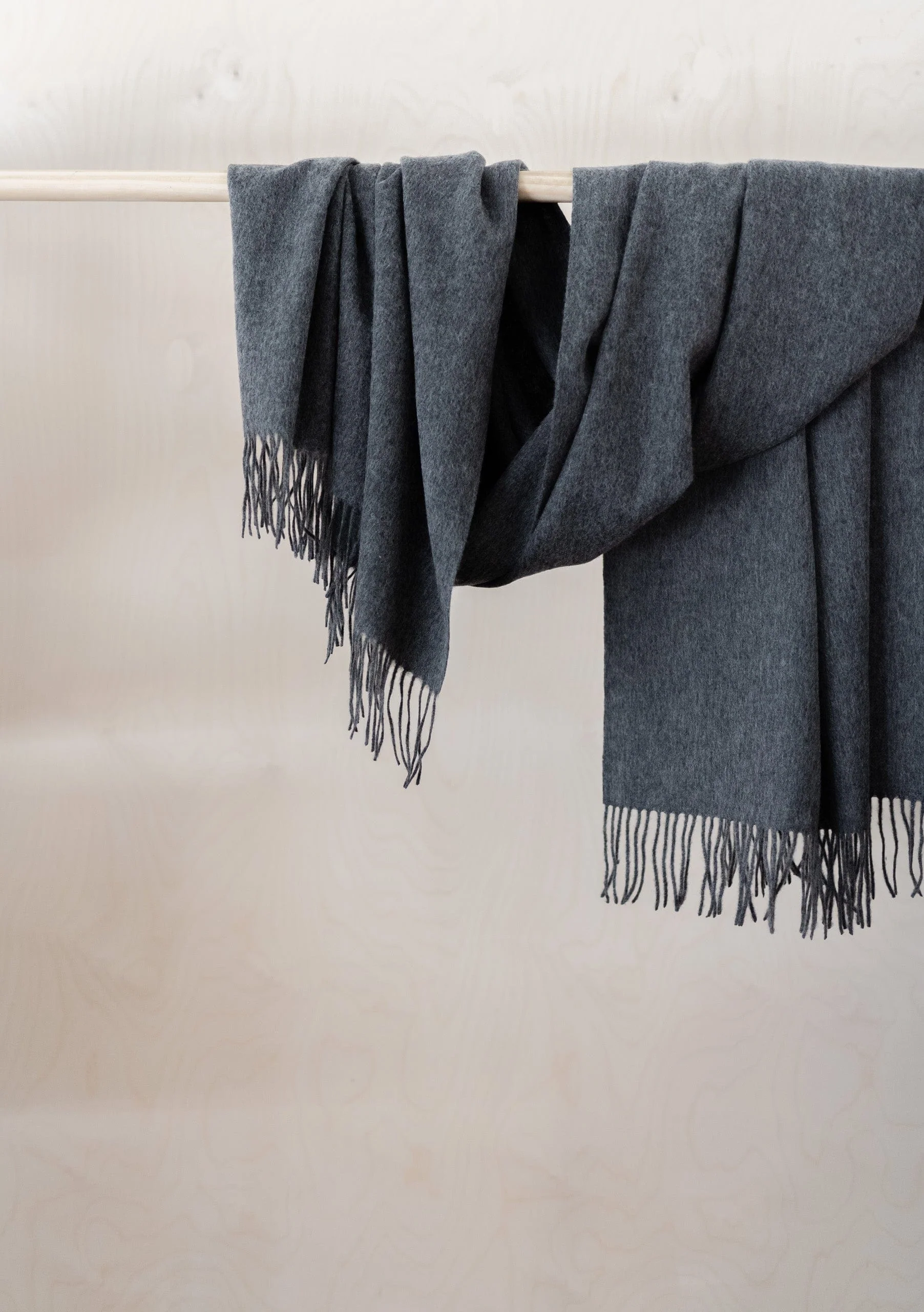Lambswool Blanket Scarf in Charcoal Melange - Image 3