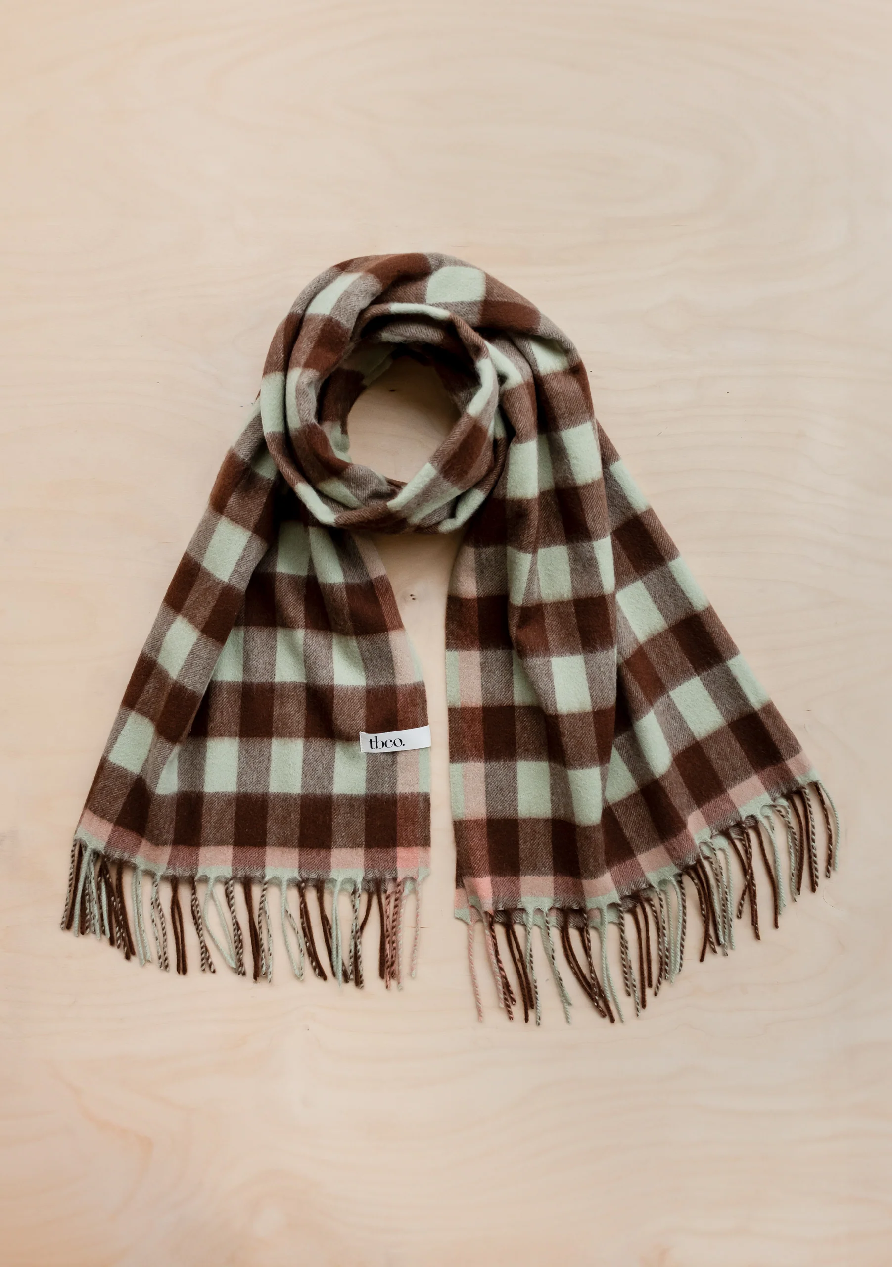 Lambswool Blanket Scarf in Green Gingham - Image 2