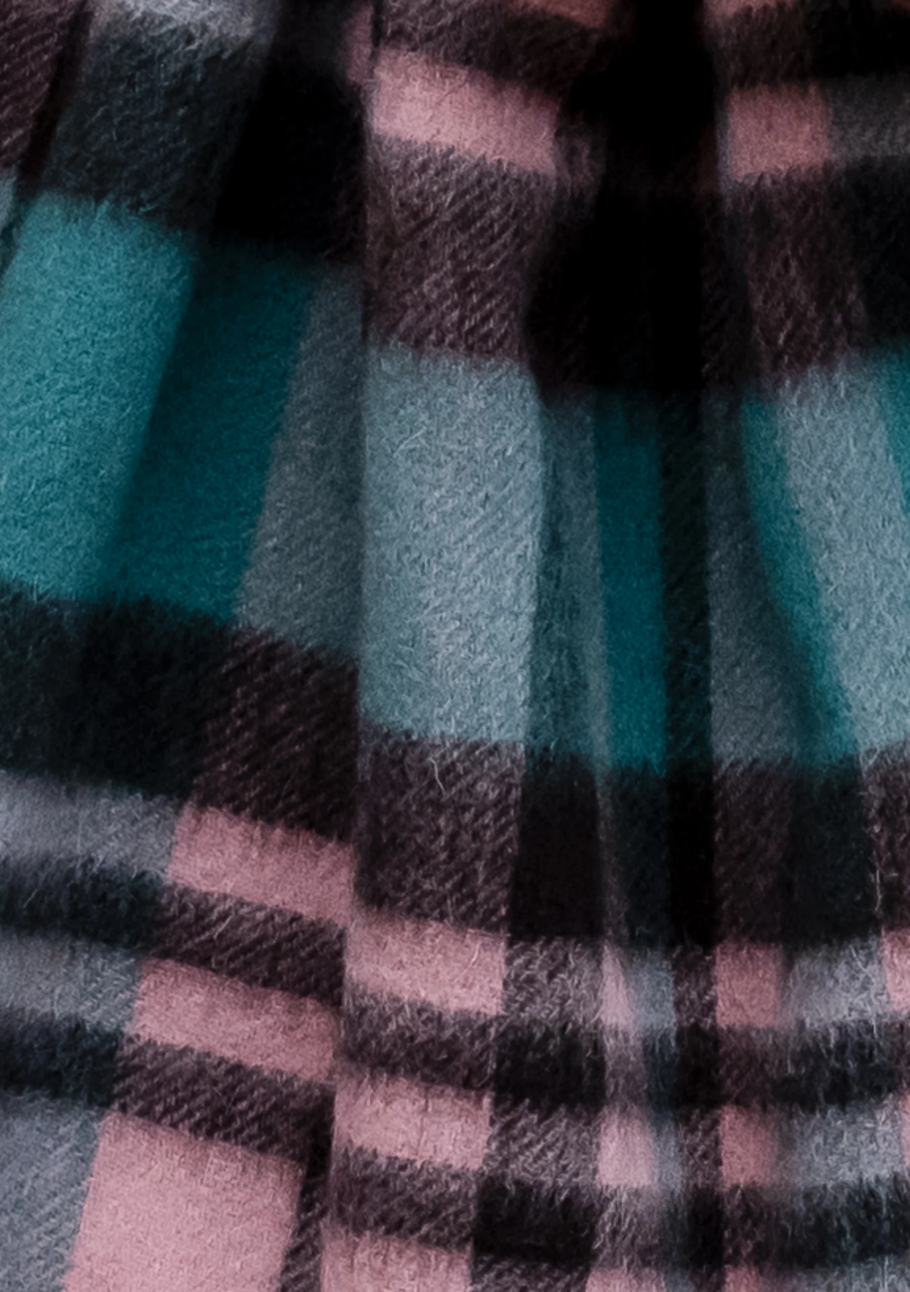 Lambswool Blanket Scarf in Green Tartan Check - Image 4