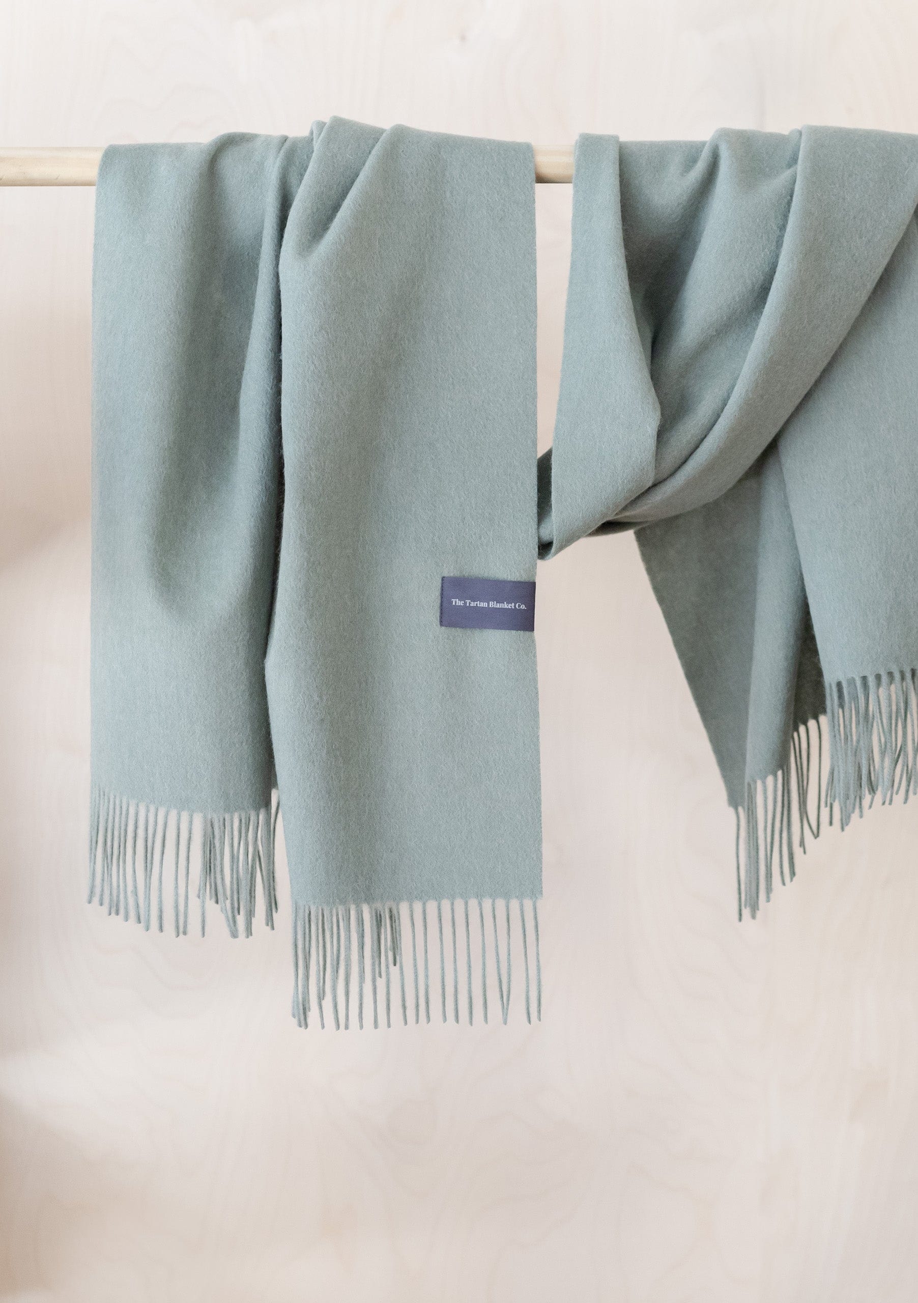 Lambswool Blanket Scarf in Sage Melange - Image 3