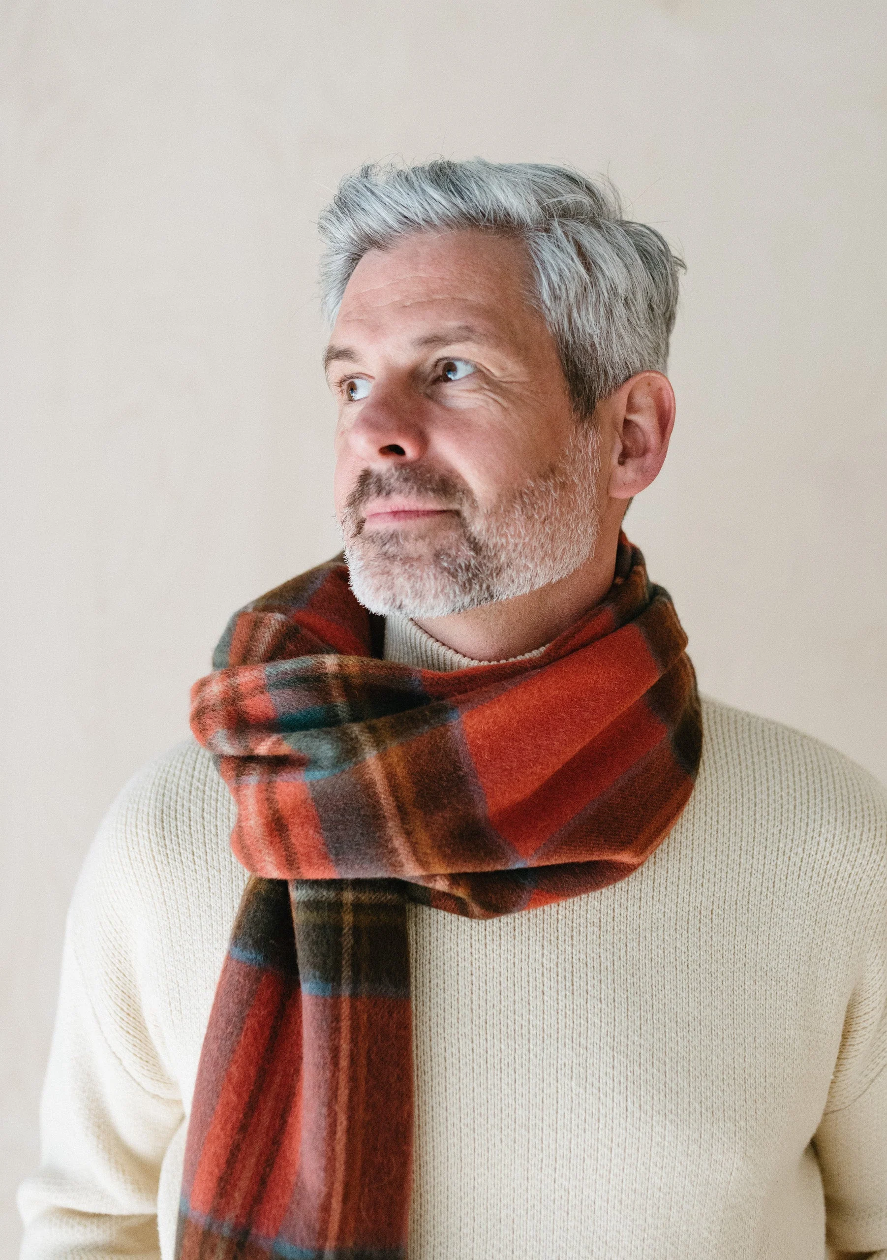 Men's Lambswool Scarf in Stewart Royal Antique Tartan - Image 3
