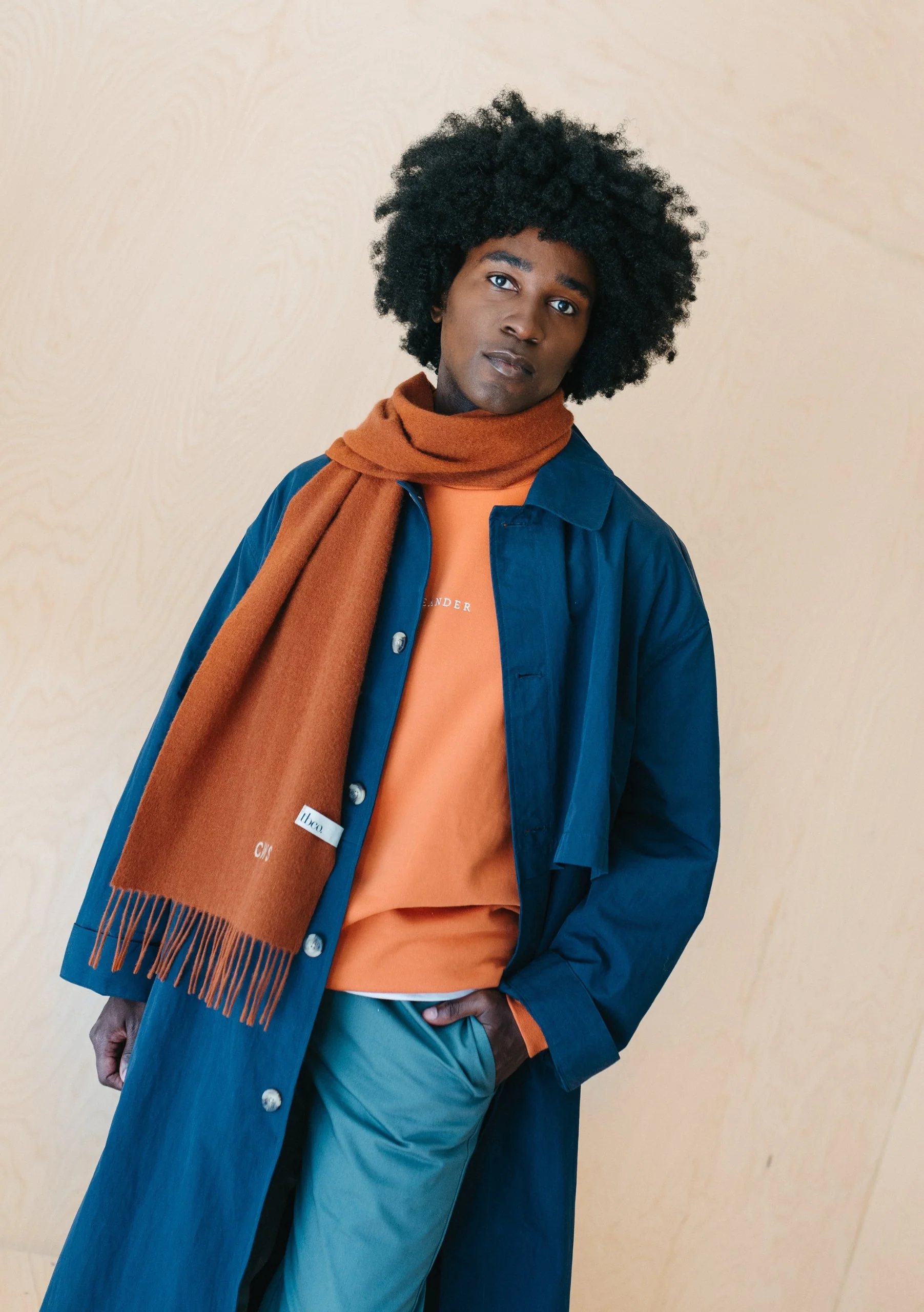Men's Lambswool Scarf in Rust Melange