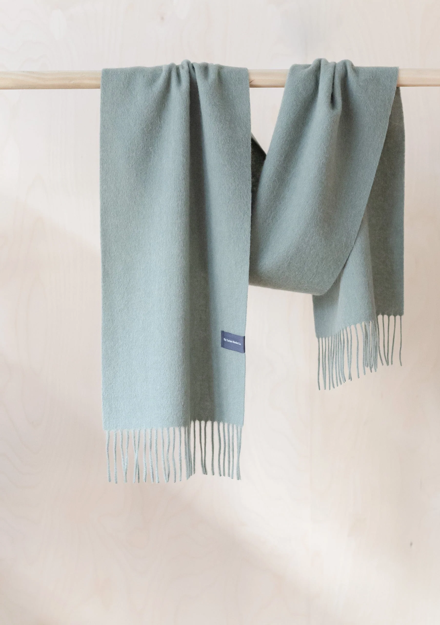Men's Lambswool Scarf in Sage Melange - Image 2
