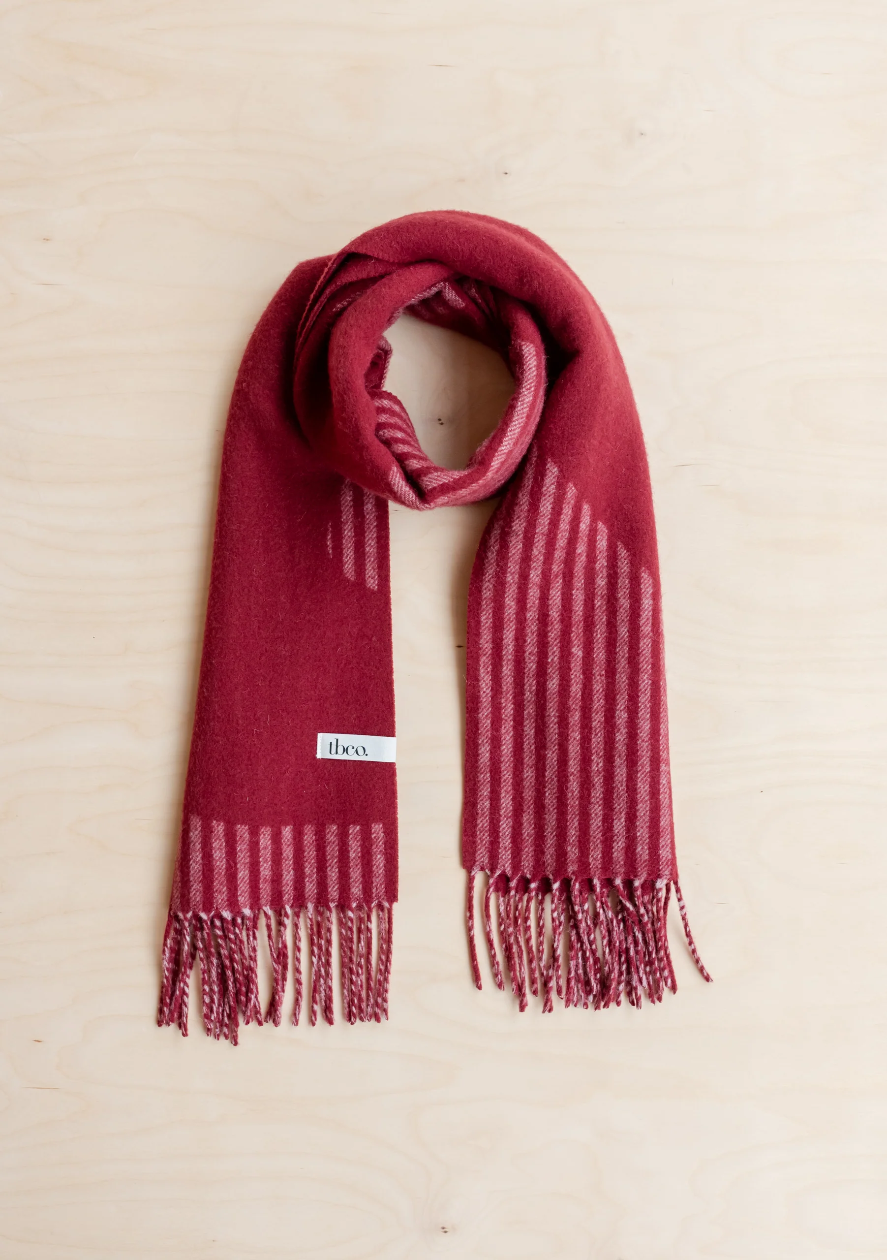 Lambswool Oversized Scarf in Burgundy Wave - Image 3