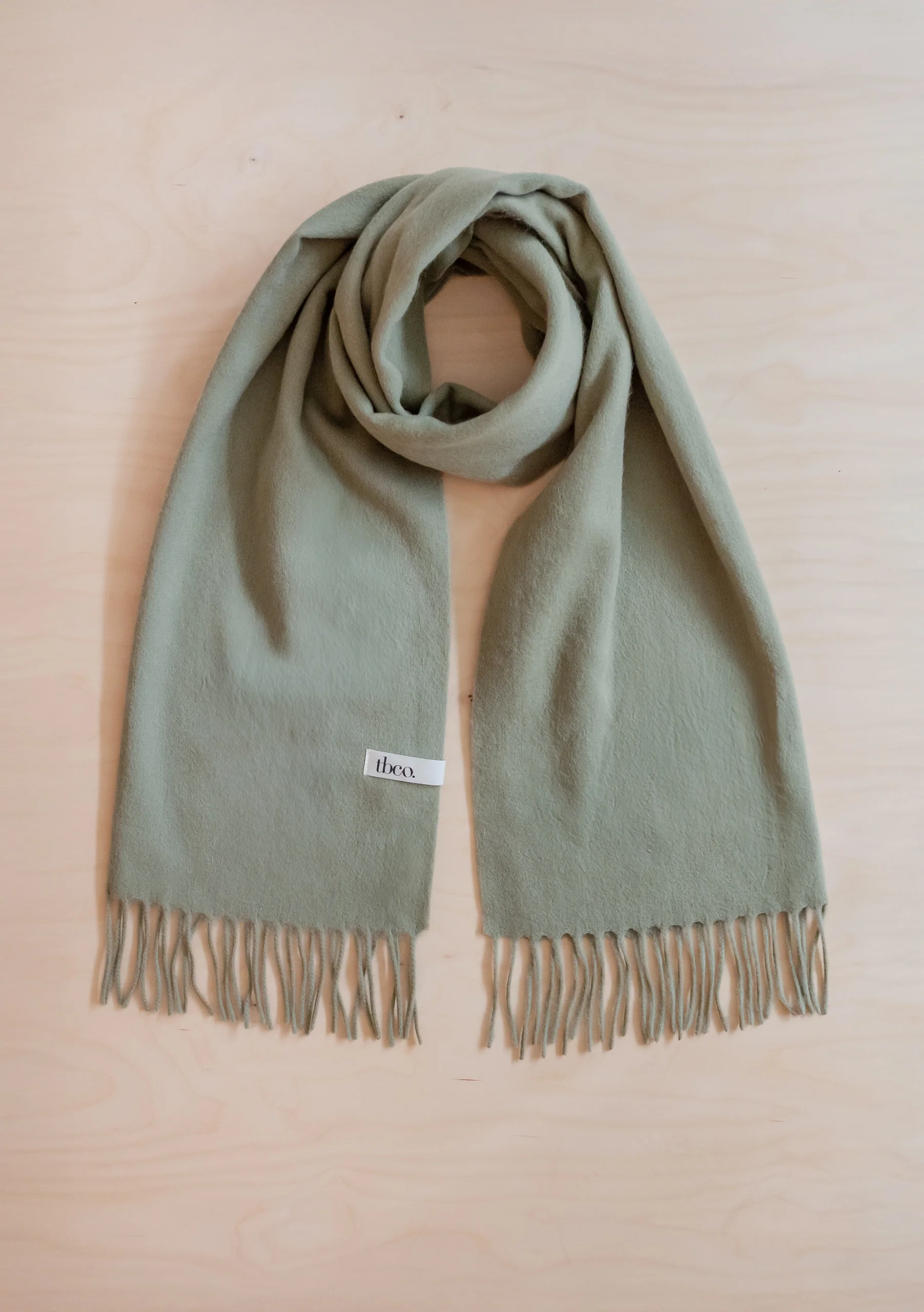 Lambswool Oversized Scarf in Olive - Image 2