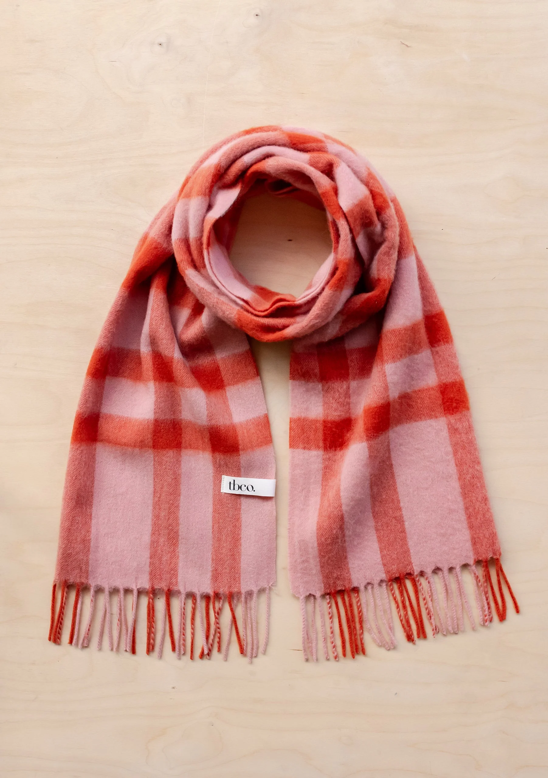 Lambswool Oversized Scarf in Pink Check - Image 2