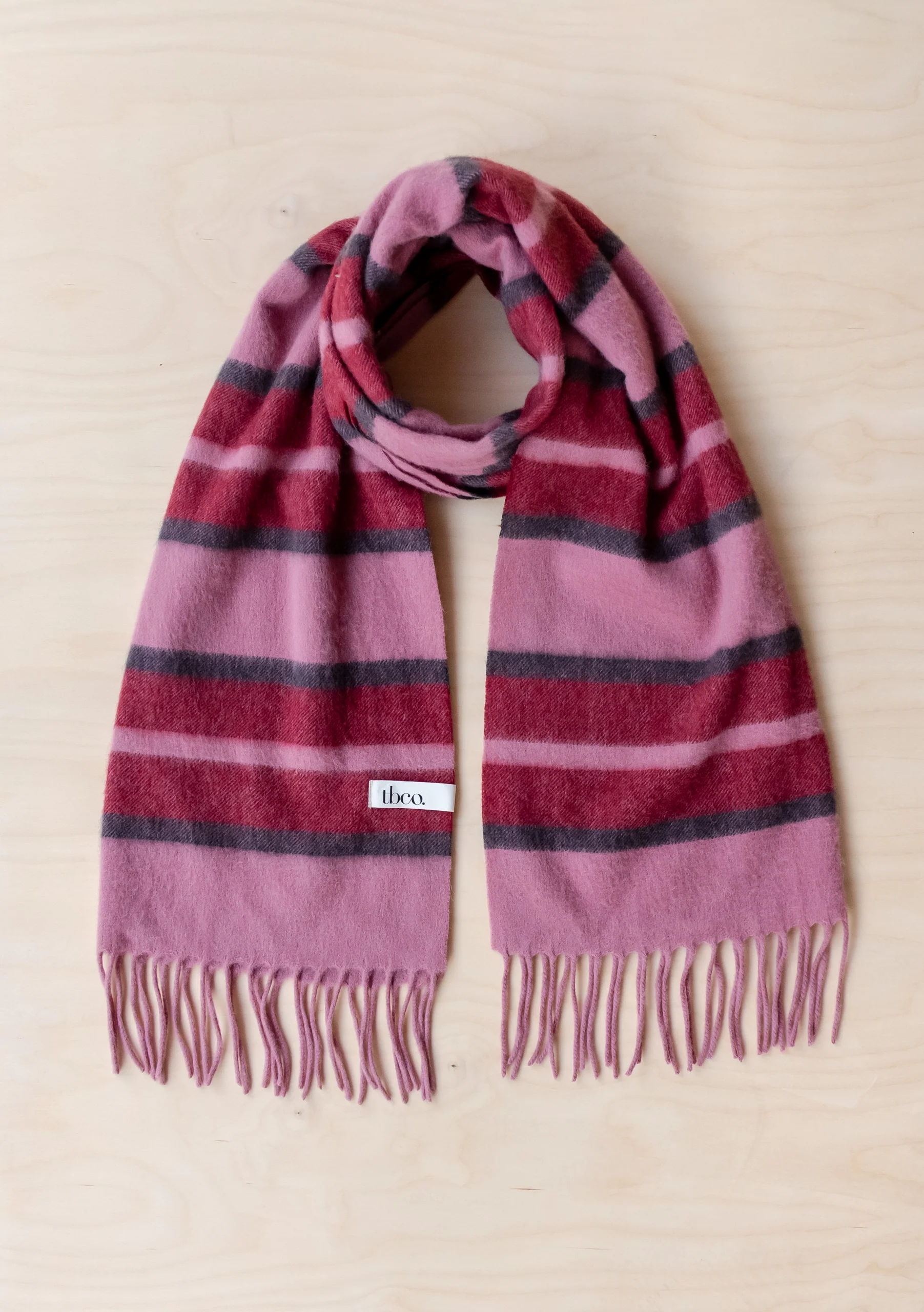 Lambswool Oversized Scarf in Pink Stripe - Image 3