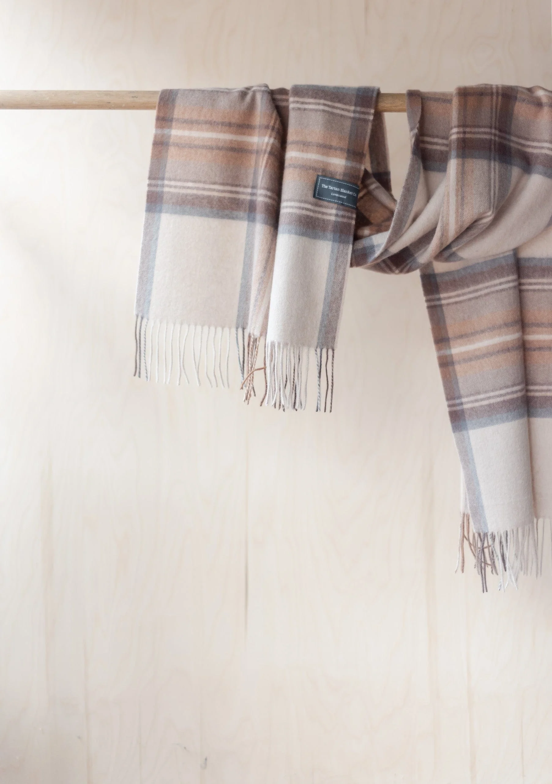 Lambswool Oversized Scarf in Stewart Natural Dress Tartan - Image 2