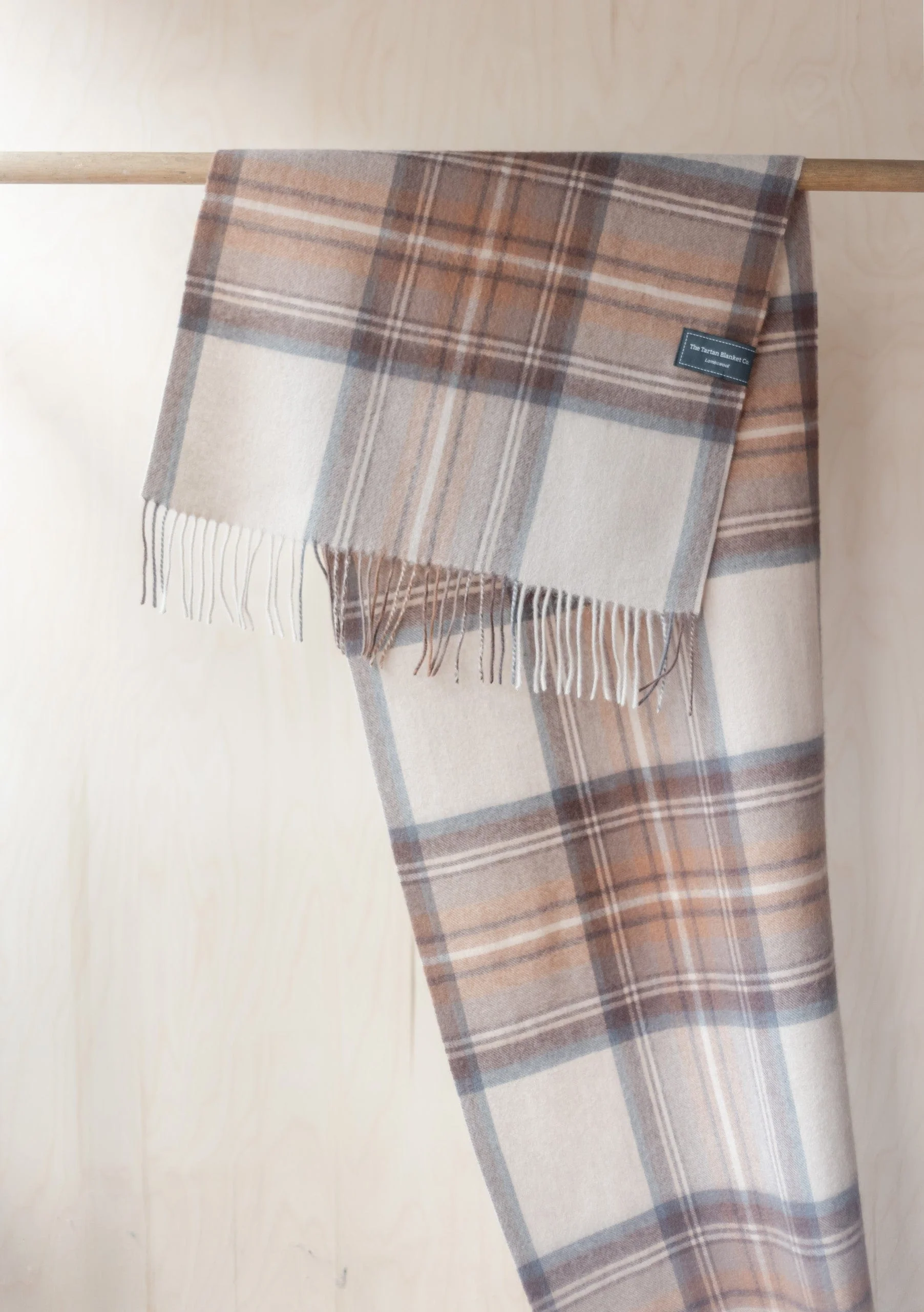 Lambswool Oversized Scarf in Stewart Natural Dress Tartan - Image 3