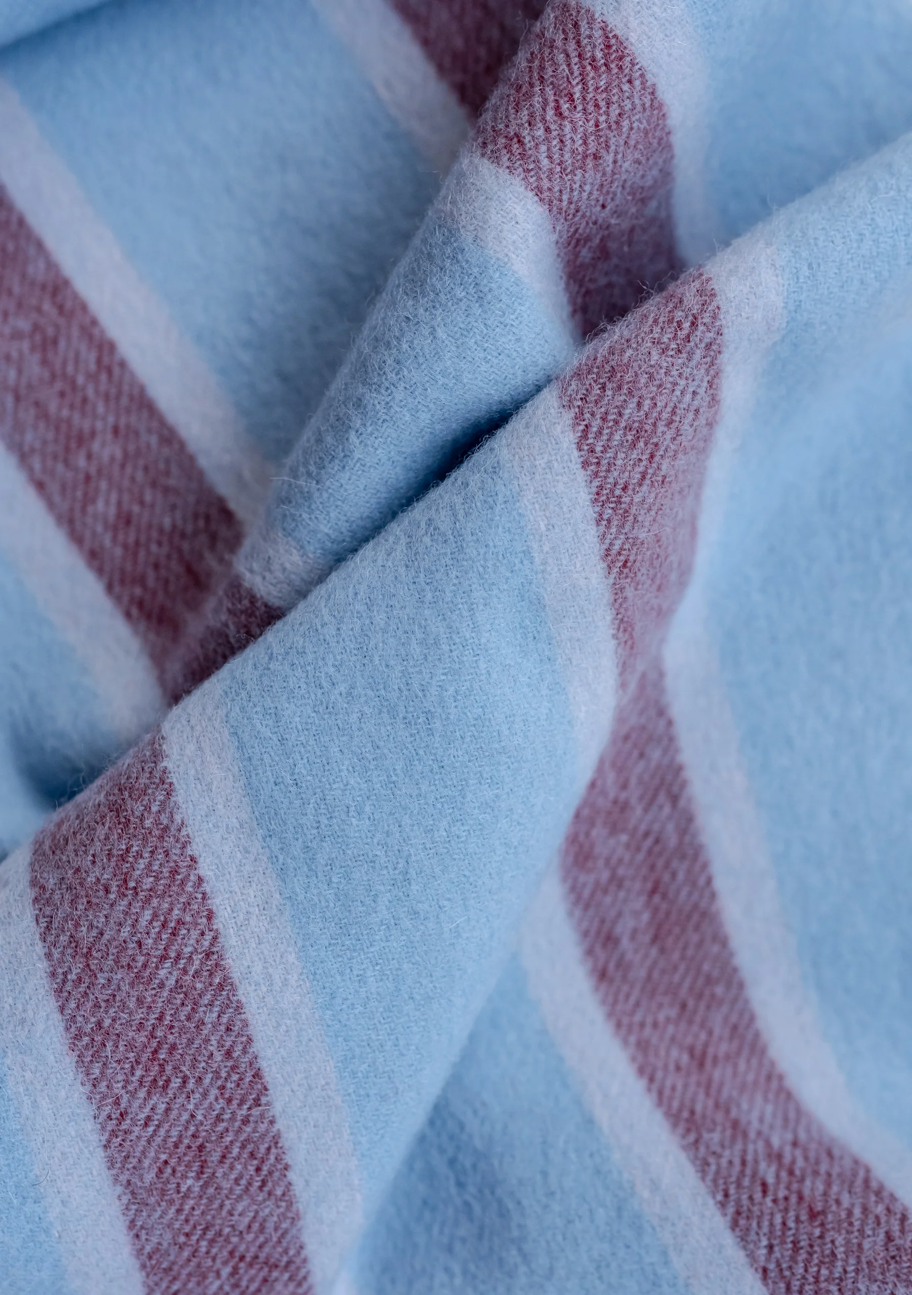 Lambswool Scarf in Blue Stripe - Image 2