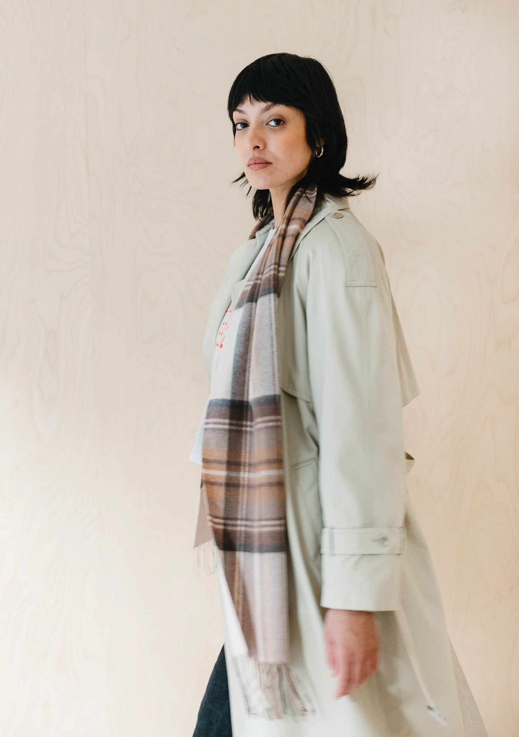 Lambswool Scarf in Stewart Natural Dress Tartan - Image 2