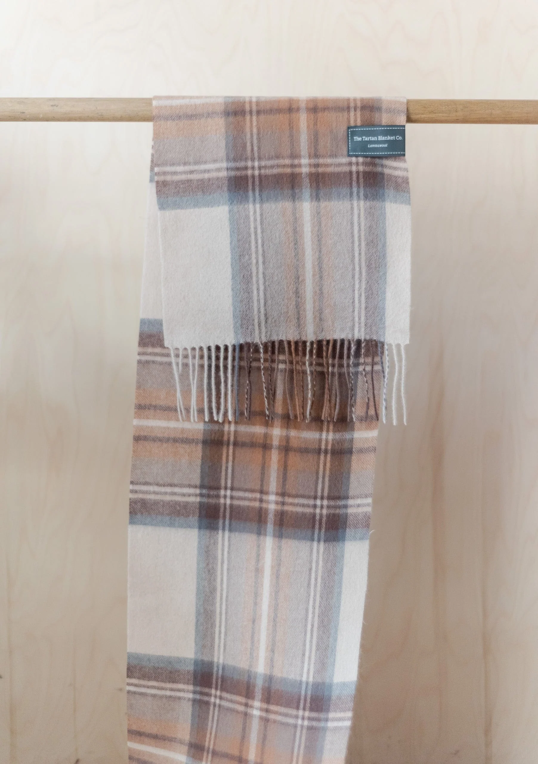Lambswool Scarf in Stewart Natural Dress Tartan - Image 3