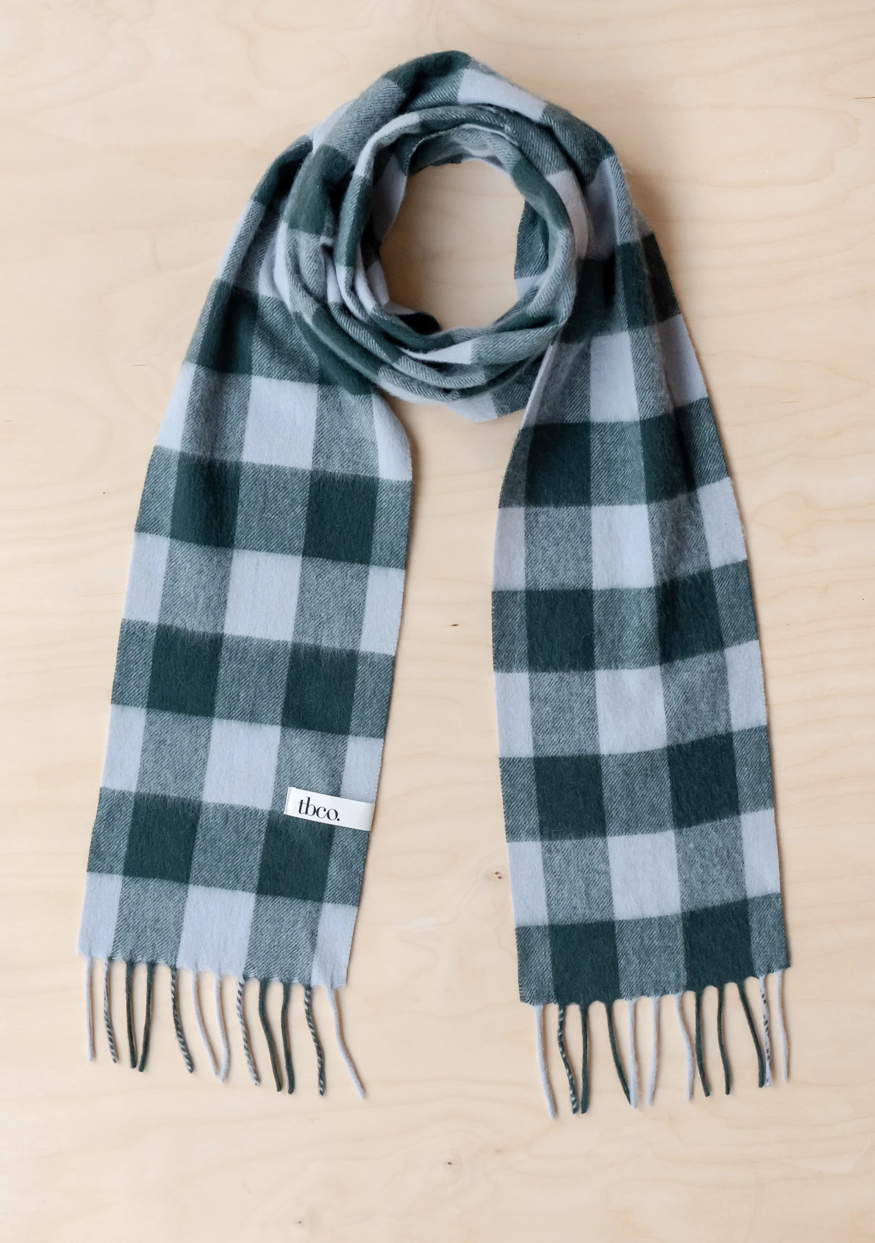 Lambswool Skinny Scarf in Forest Gingham - Image 3
