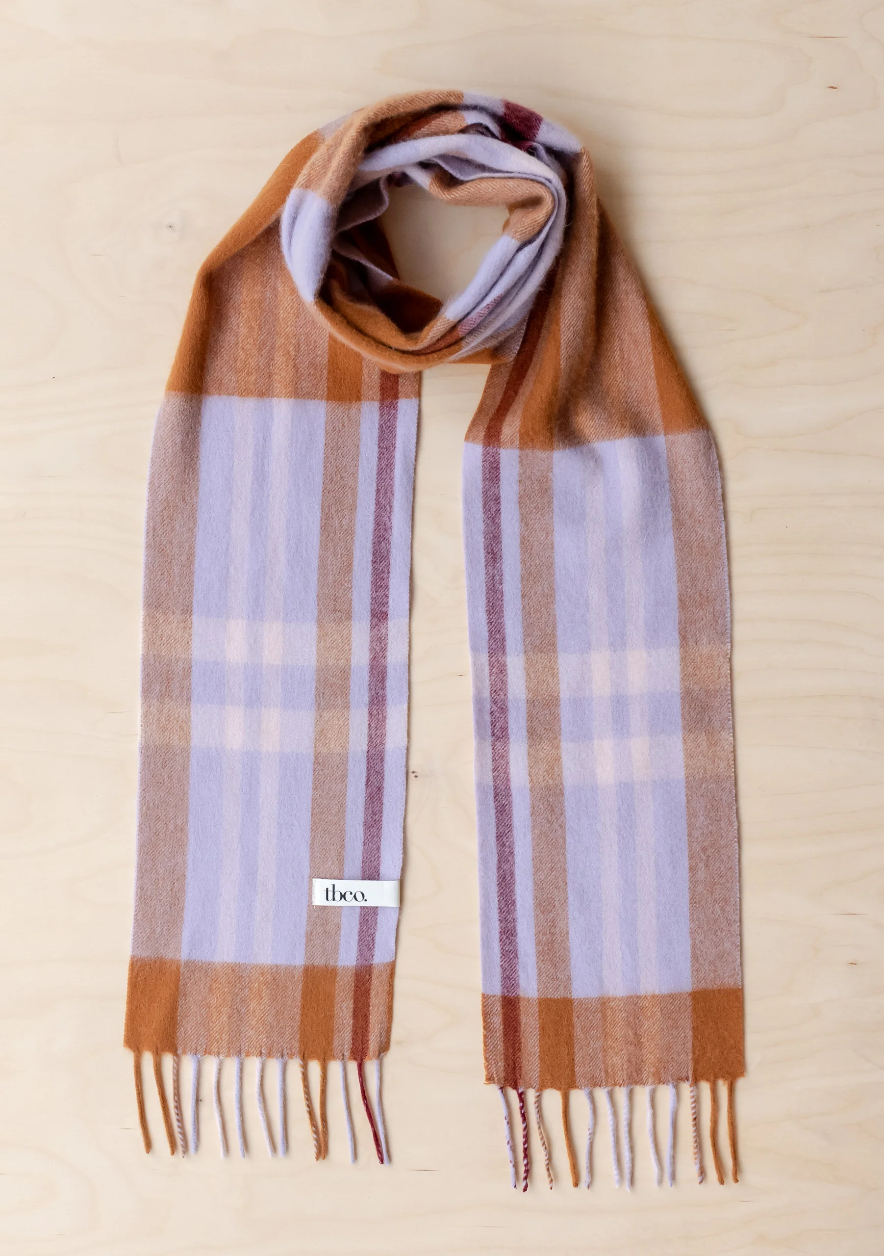 Lambswool Skinny Scarf in Lilac Modern Tartan - Image 4
