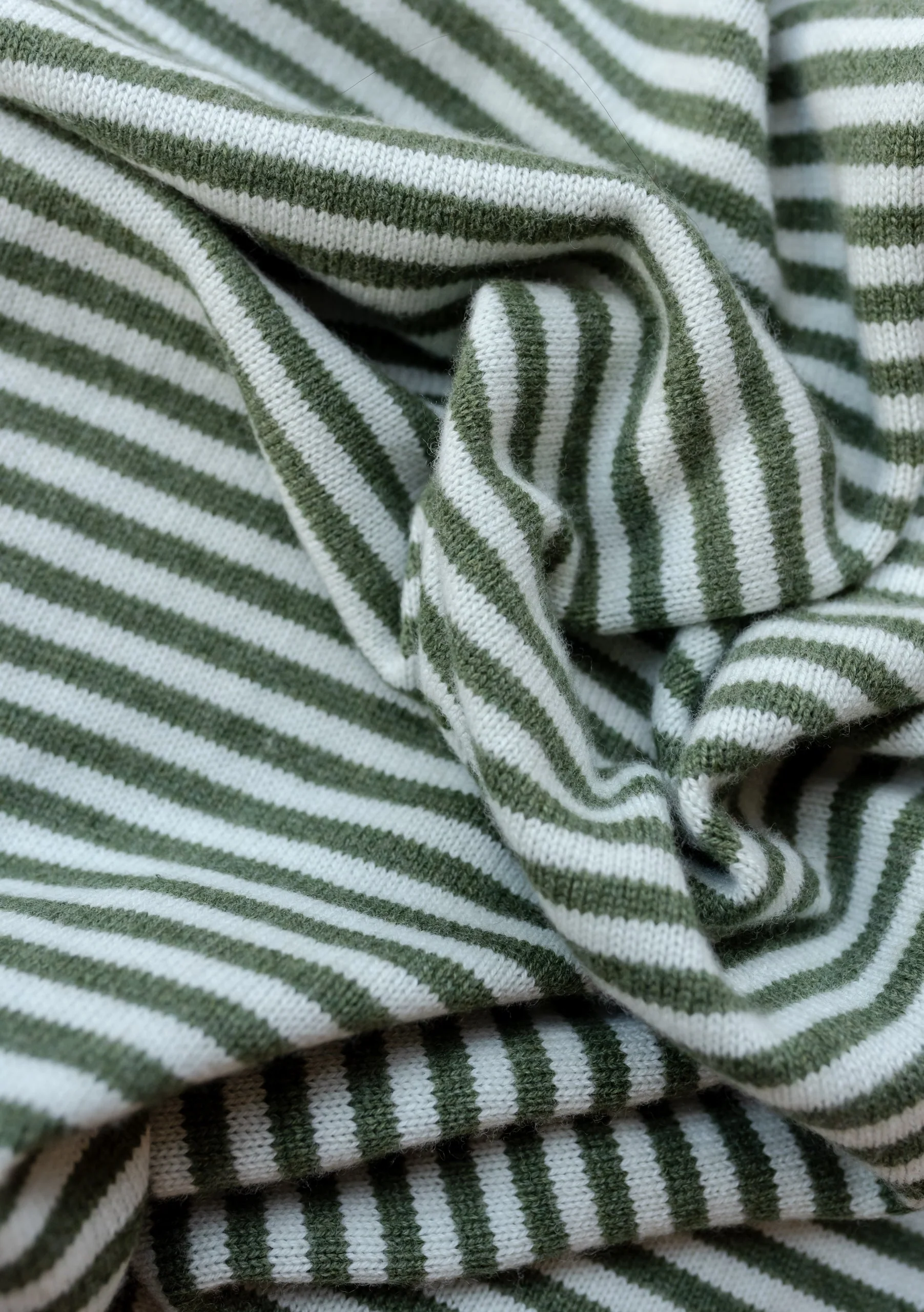 Large Merino Triangle Scarf in Green Stripe - Image 5