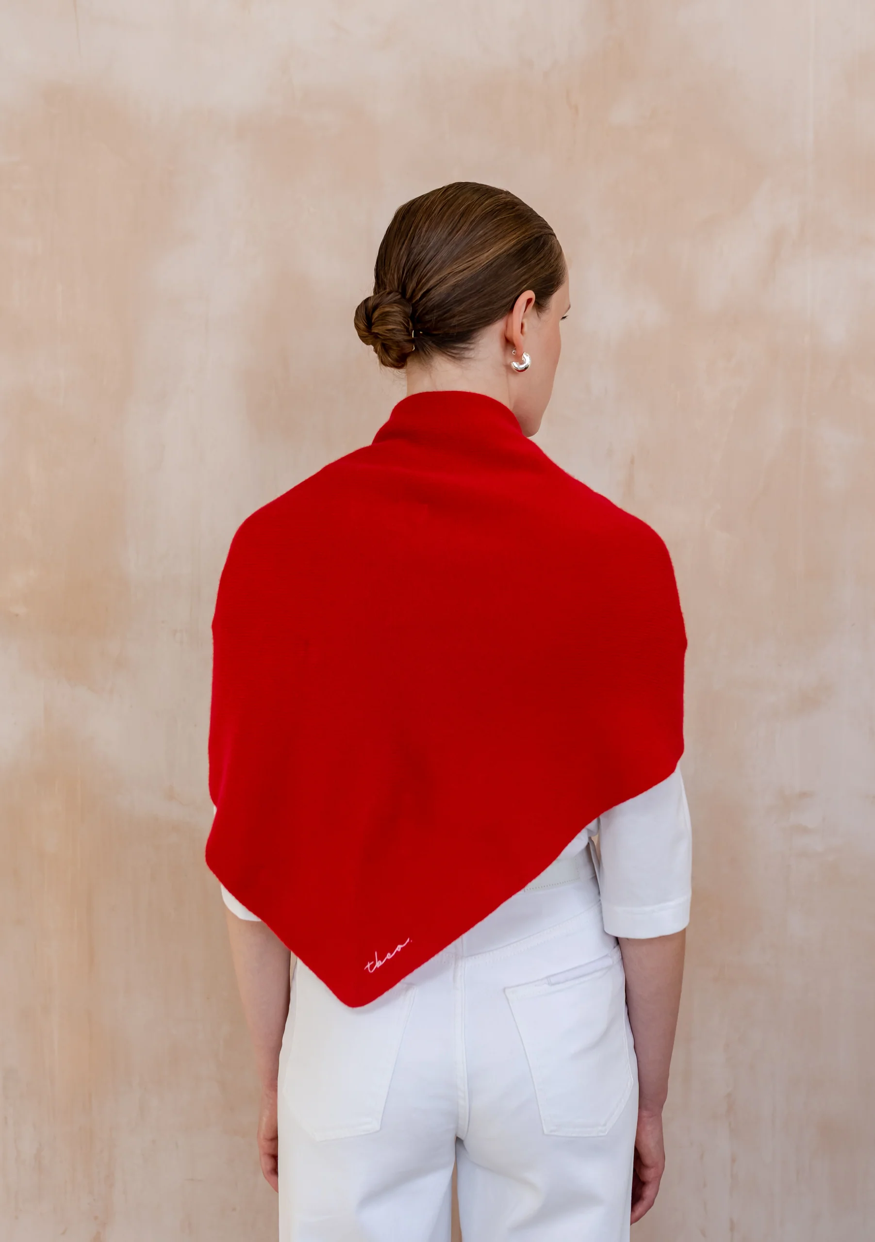 Large Merino Triangle Scarf in Red - Image 5