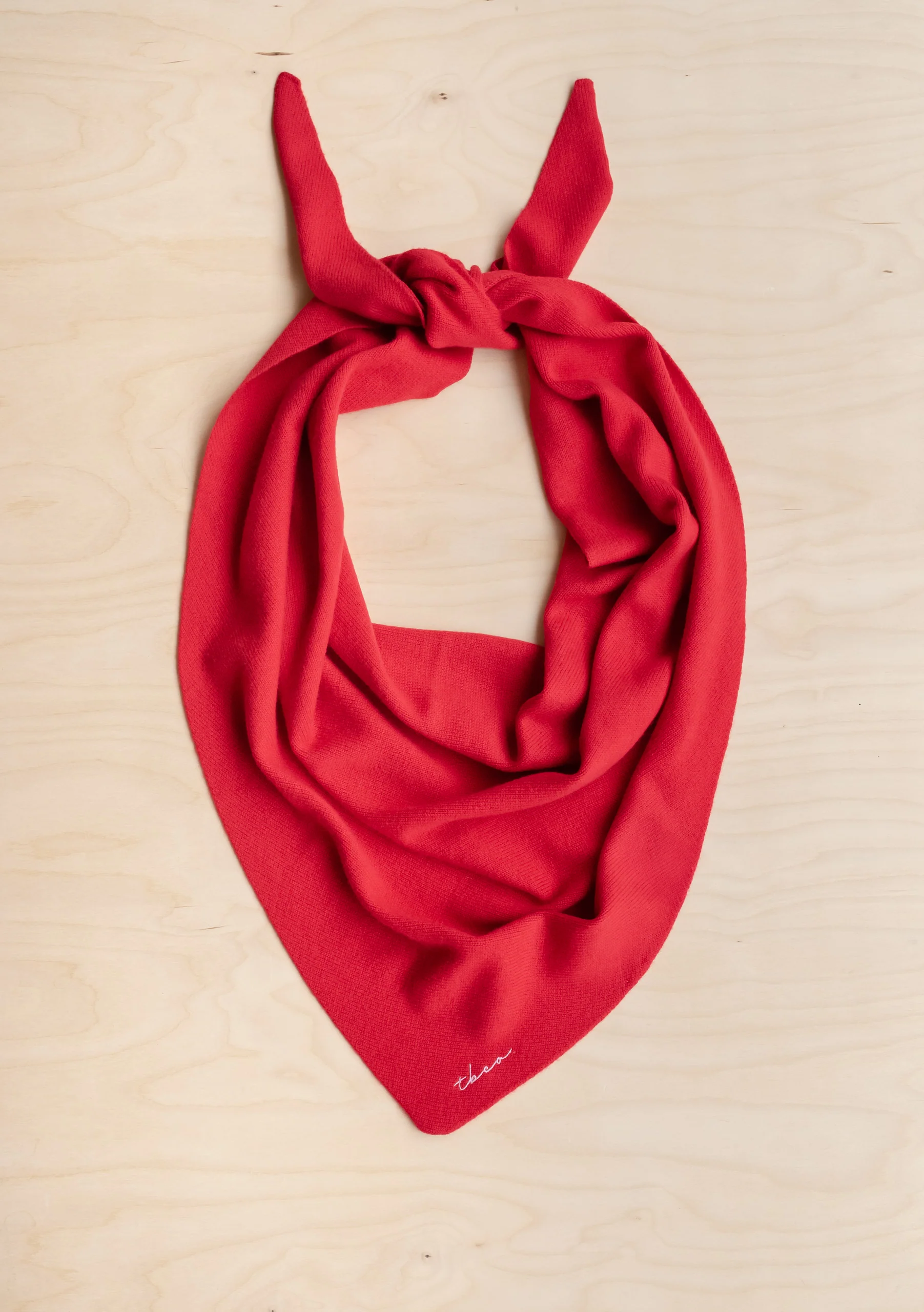 Large Merino Triangle Scarf in Red - Image 6