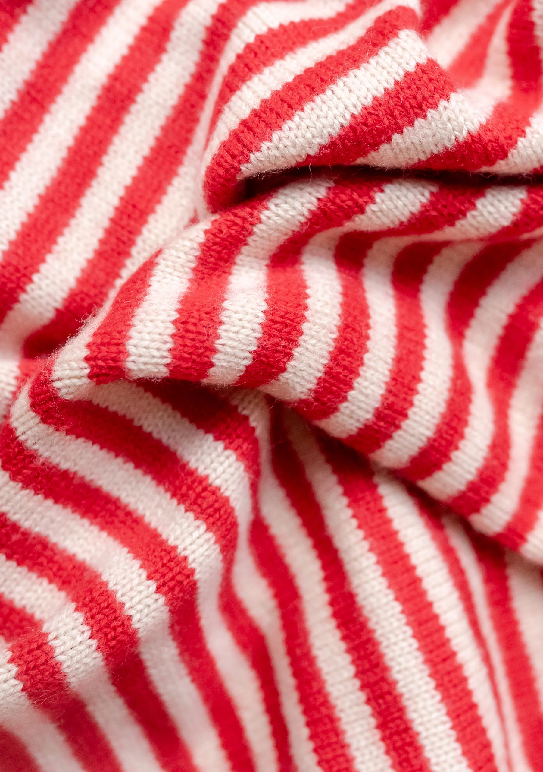 Large Merino Triangle Scarf in Red Stripe - Image 4