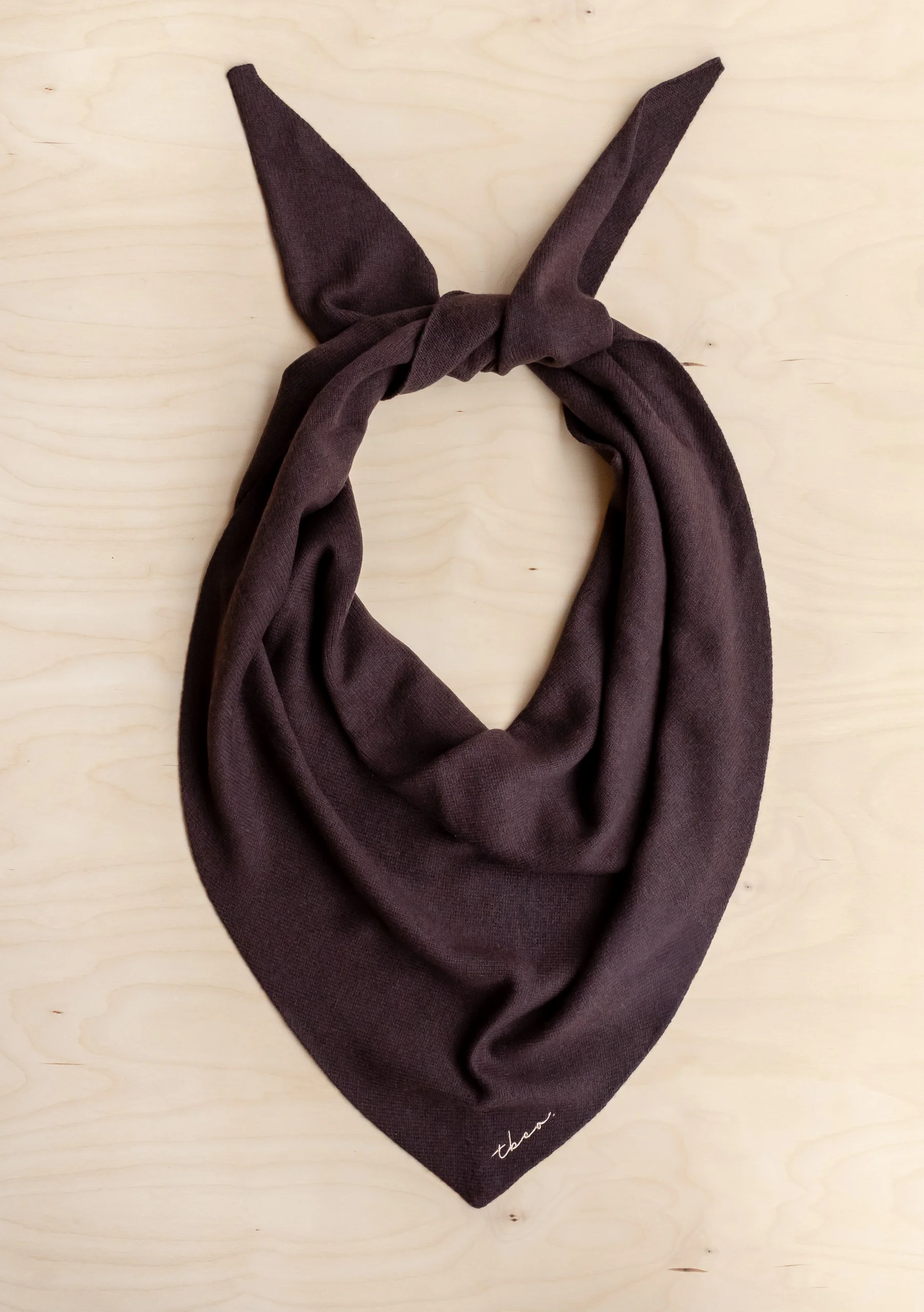 Large Merino Wool Triangle Scarf in Brown - Image 2
