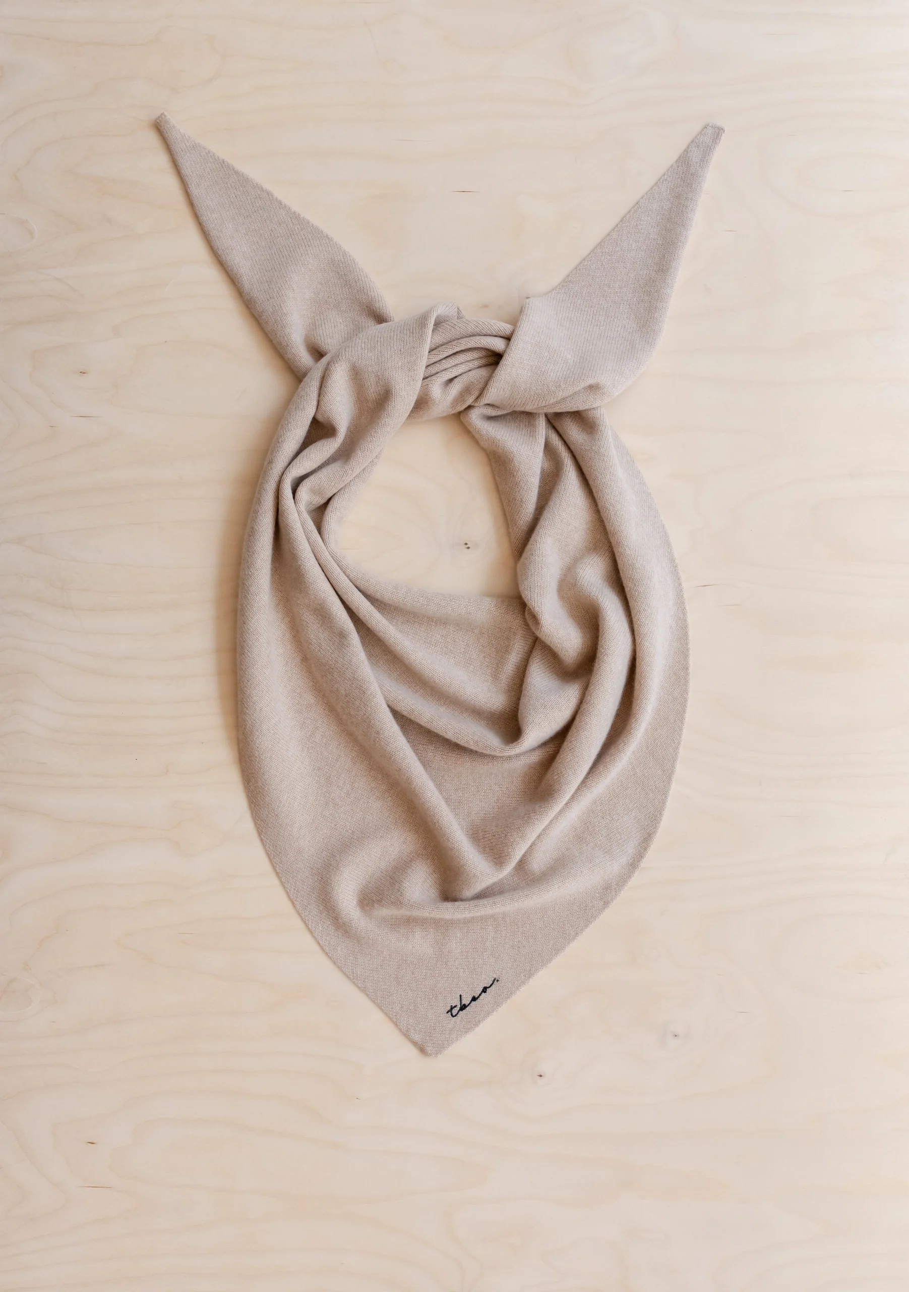 Large Merino Wool Triangle Scarf in Sourdough - Image 2