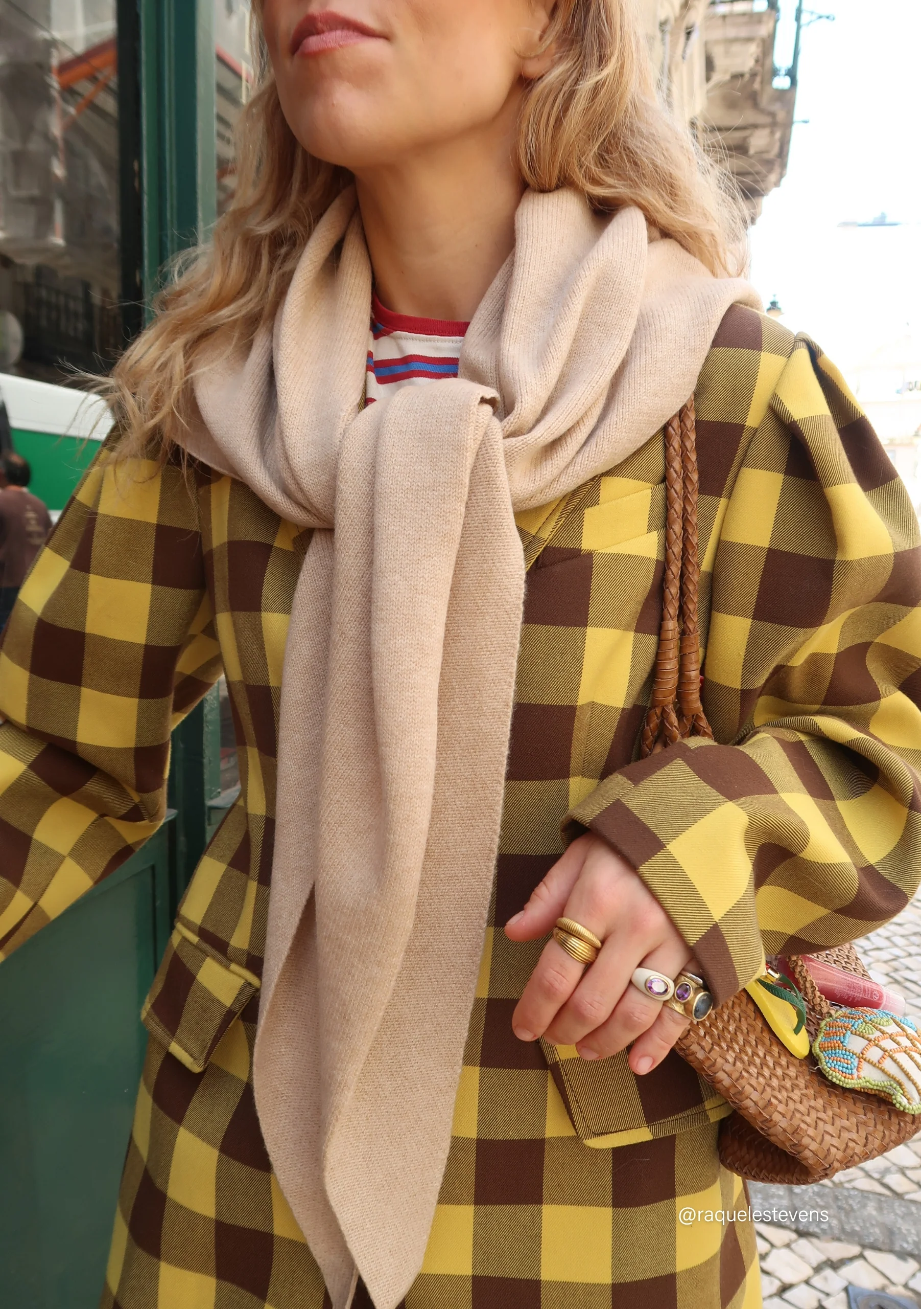Large Merino Wool Triangle Scarf in Sourdough - Image 3