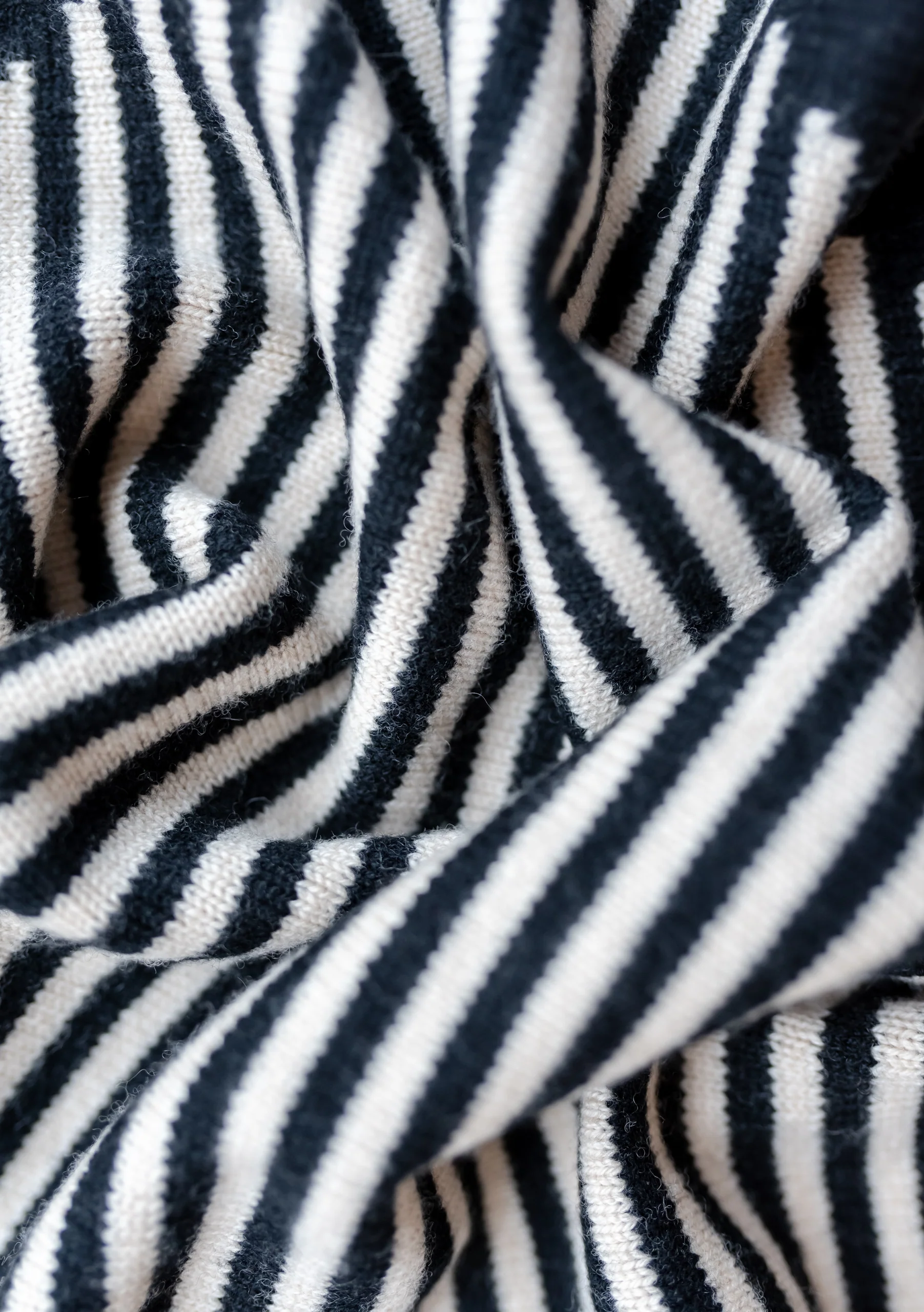 Merino Triangle Scarf in Black Stripe - Image 4