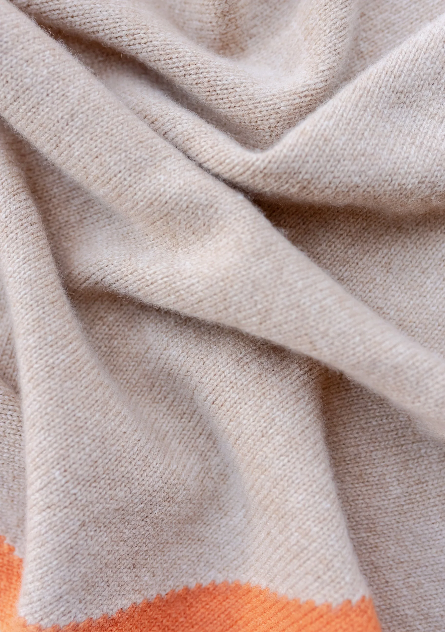 Merino Triangle Scarf in Camel & Apricot - Image 5