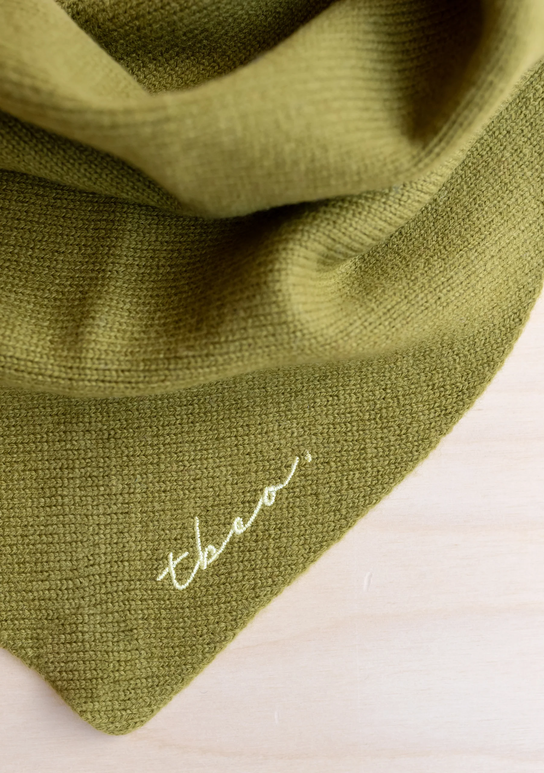 Merino Triangle Scarf in Olive - Image 3