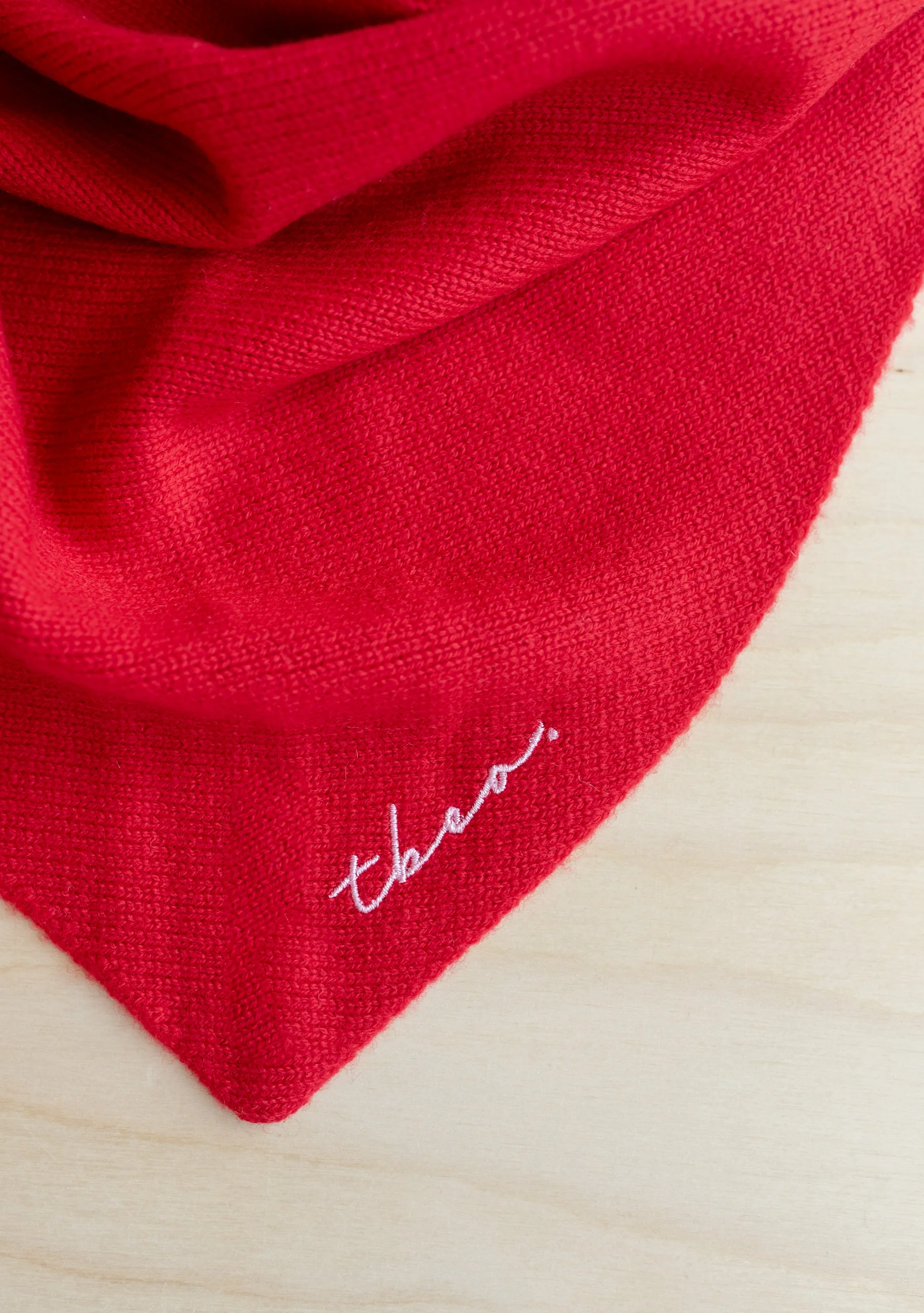 Merino Triangle Scarf in Red - Image 4