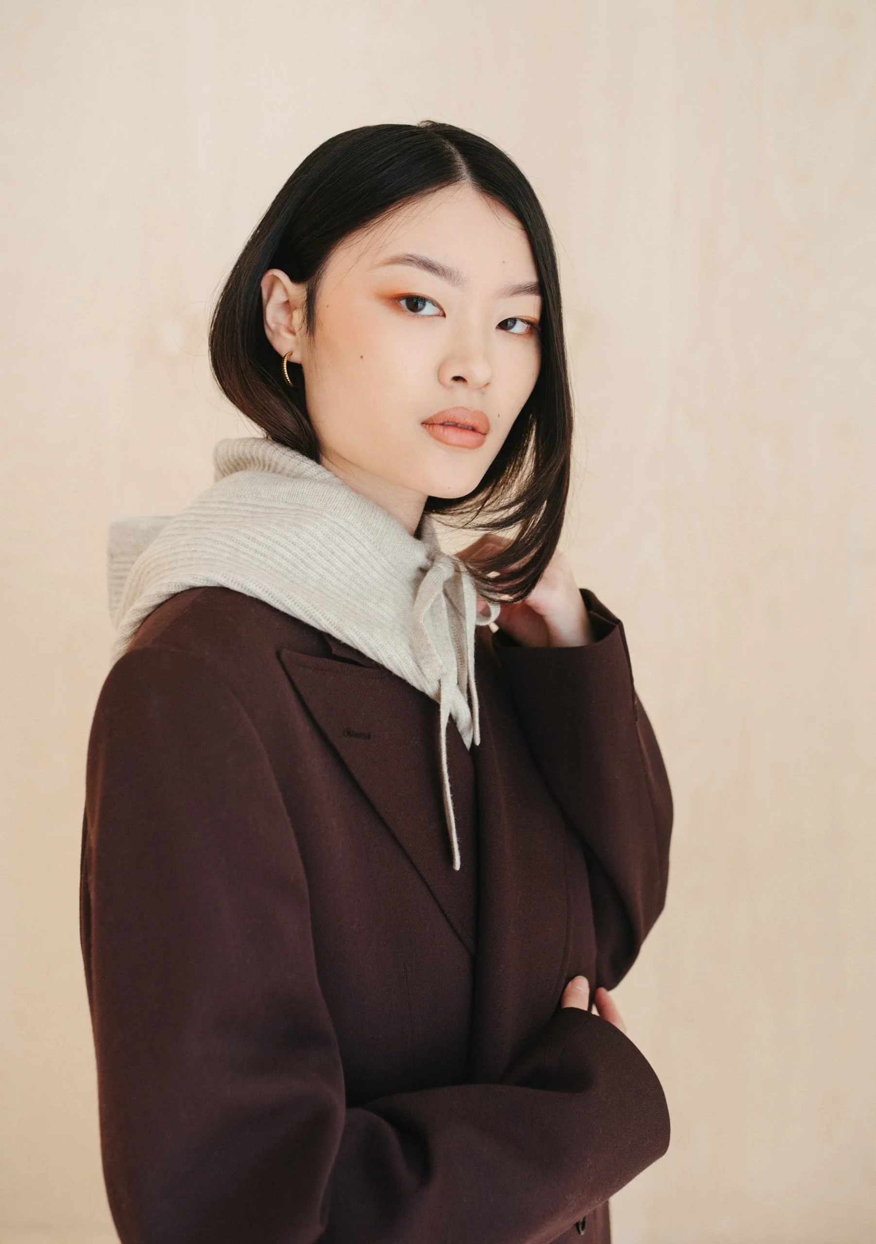 Merino Hood in Oatmeal Melange - Image 2