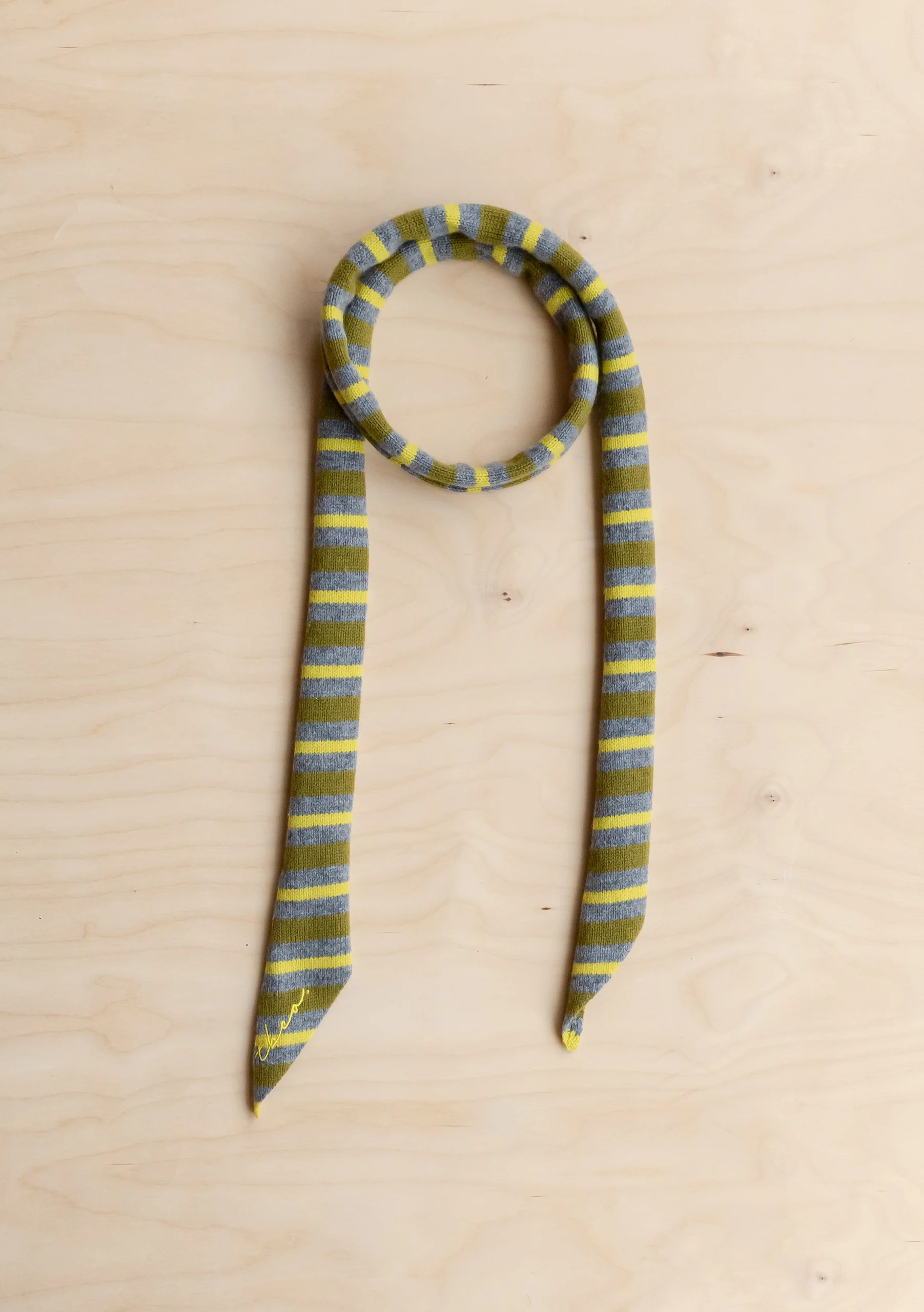 Merino Wool Neck Tie in Green Stripe - Image 5