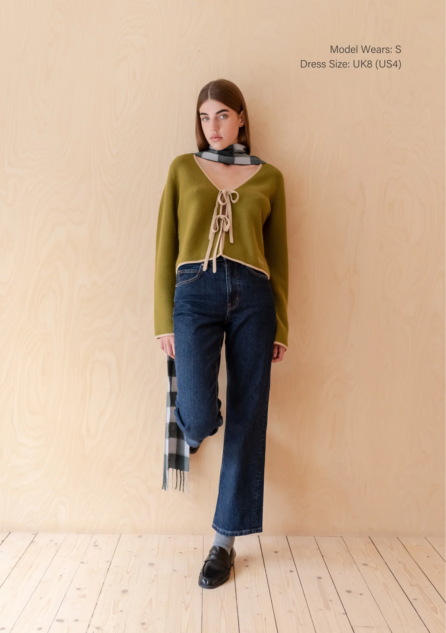 Merino Wool Tie Cardigan in Green - Image 3